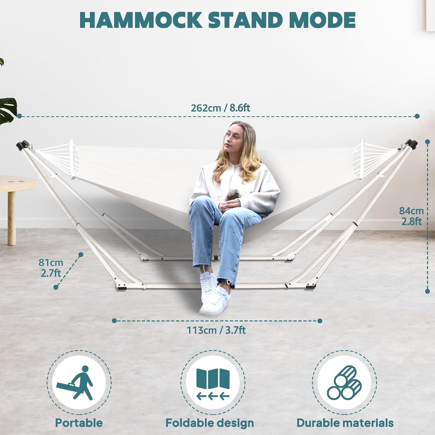 Anyoo 2 in 1 Hammock and Swinging Chair with Collapsible Steel Stand & Carrying Case,Portable & Adjustable,Easy Set Up for Outdoor,Indoor,Porch Swing,Patio,Garden,Camping Trip