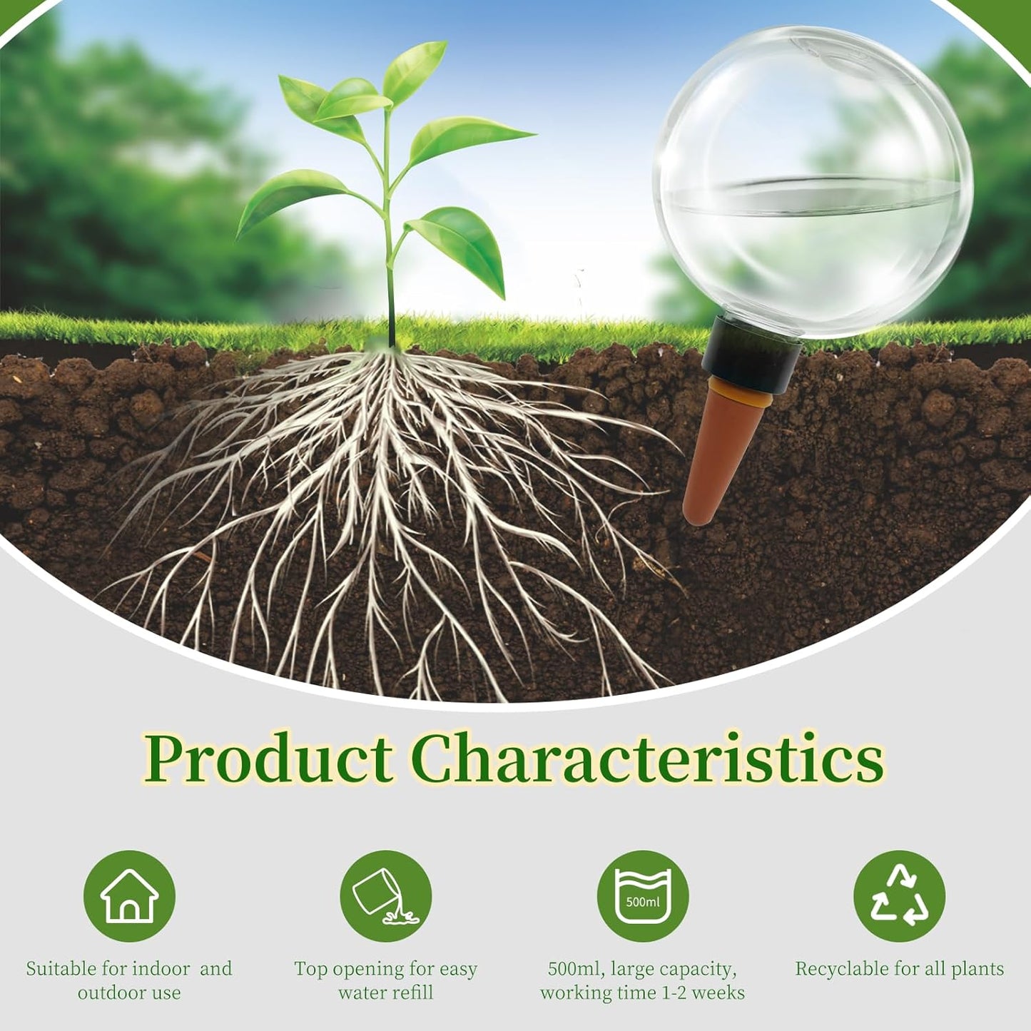 9 Pcs Self Watering Globes for Indoor Plants Automatic Watering Planter Insert 17.5 oz Watering Bulbs with Slow Release Control Water Dripper for Plants