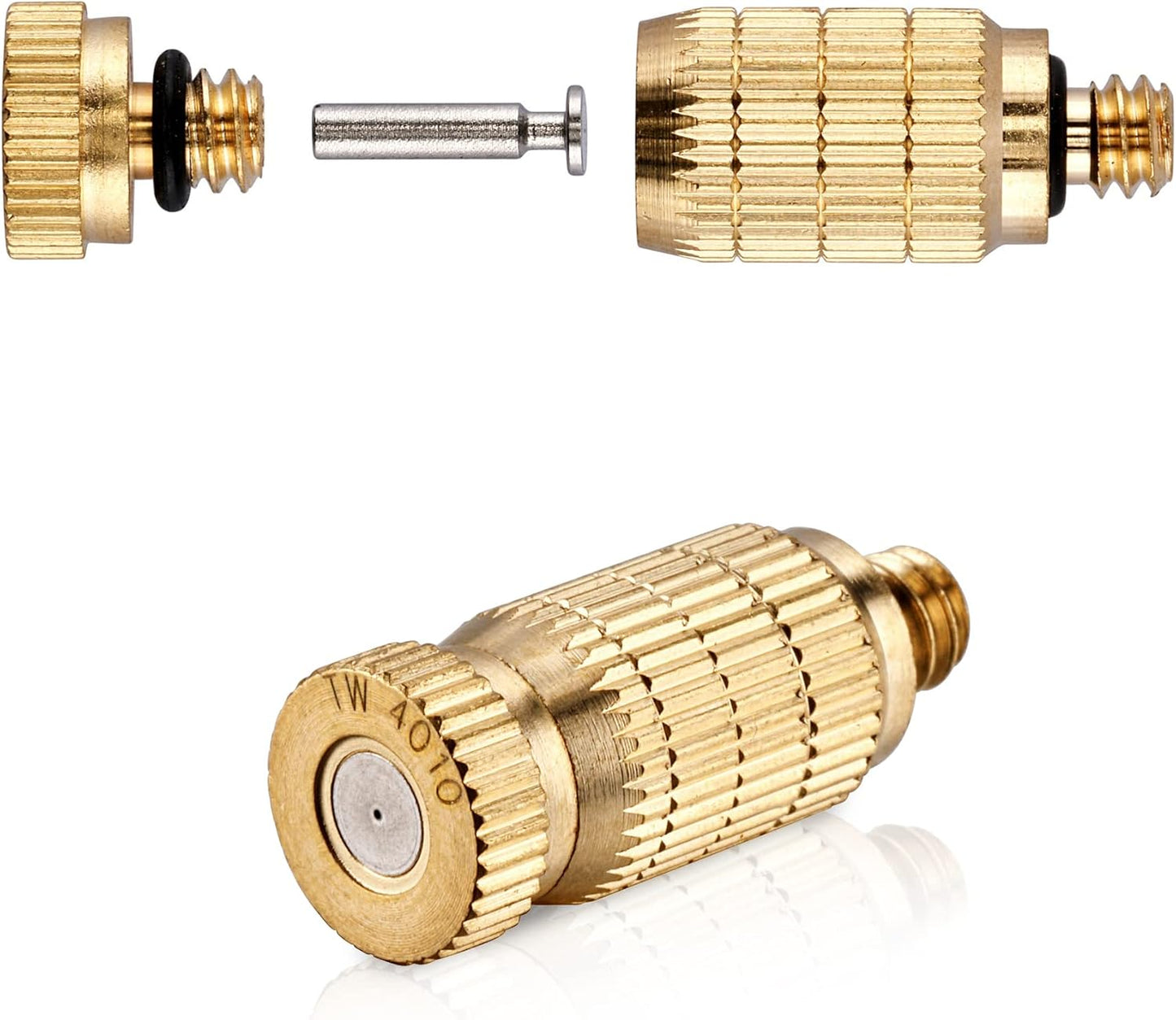 Mornajina 30Packs Brass Misting Nozzles for Outdoor Cooling System, Misting System Heads Sprayer 0.020" (0.5 mm) 10-24 UNC, High Pressure