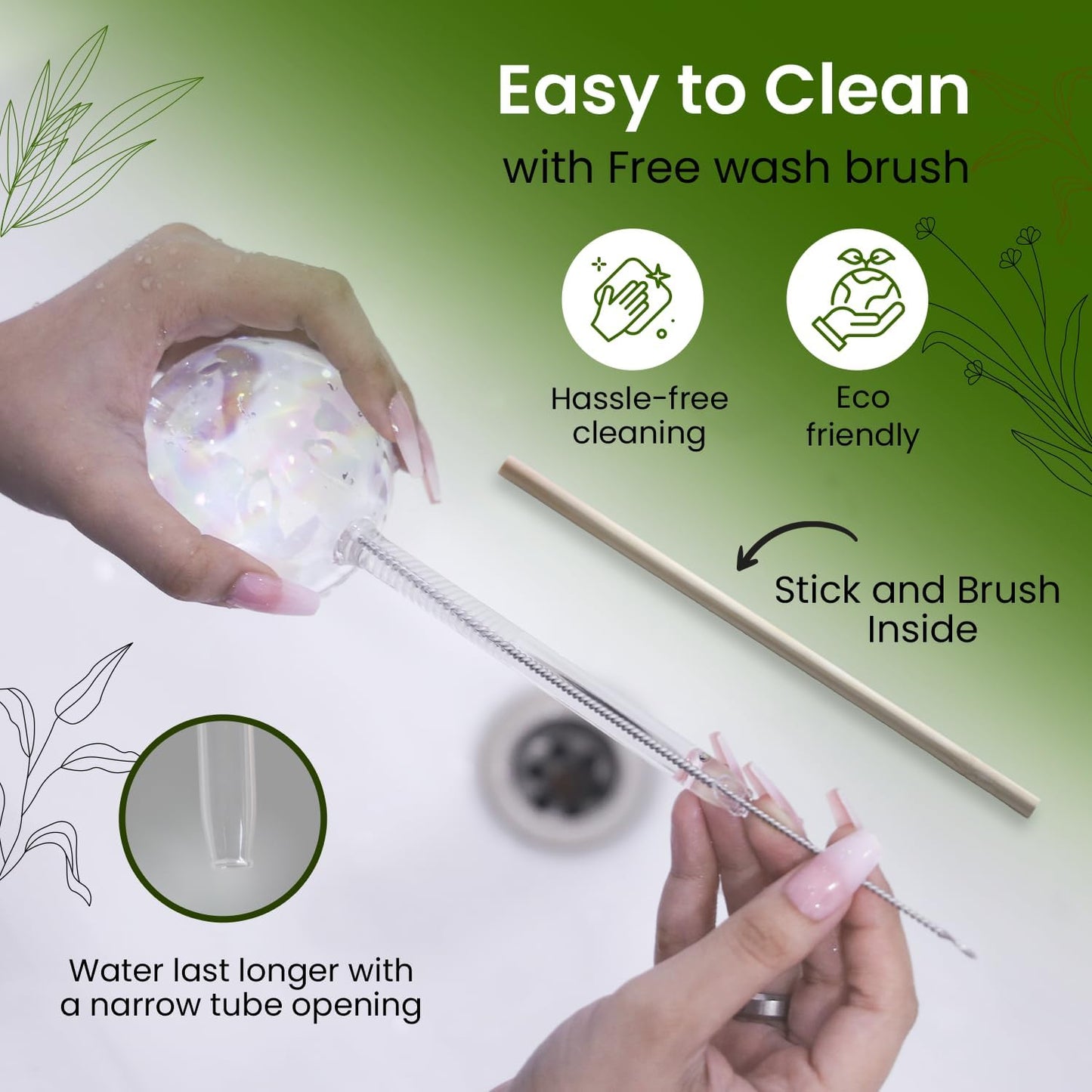 Large 2 Pcs Iridescent Self Watering Globes, Glass Rainbow Plant Watering Globes, Self Watering Planter Insert, Automatic Plant Waterer Indoor, Plant Watering Devices, Plant Water Globe, Watering Bulb