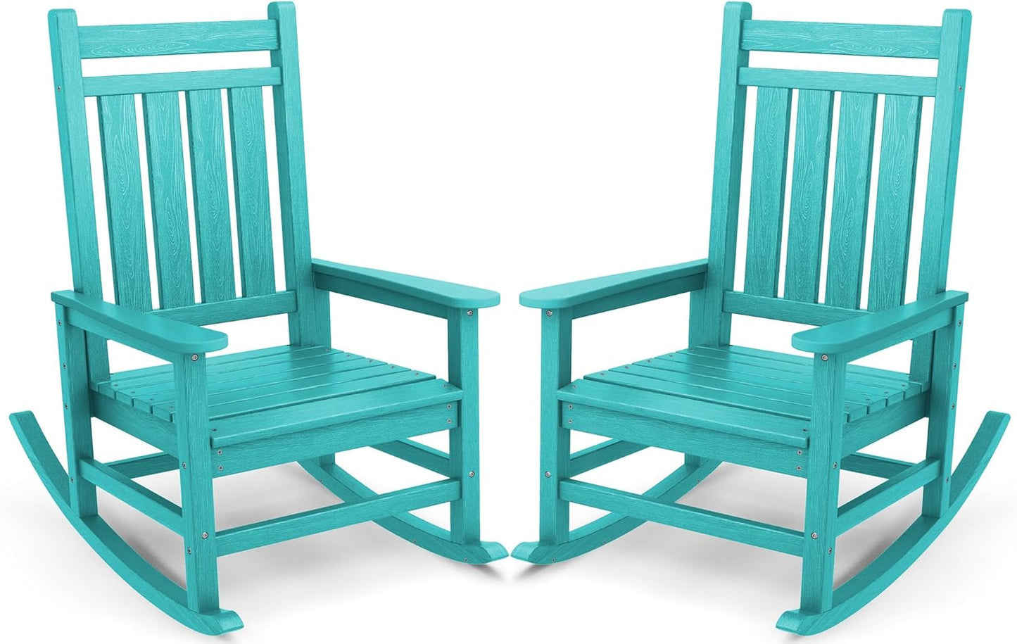 SERWALL Oversized Outdoor Rocking Chair Set of 2, HDPE Rocker for Adults, Patio Rocking Chairs for Porch, Aruba