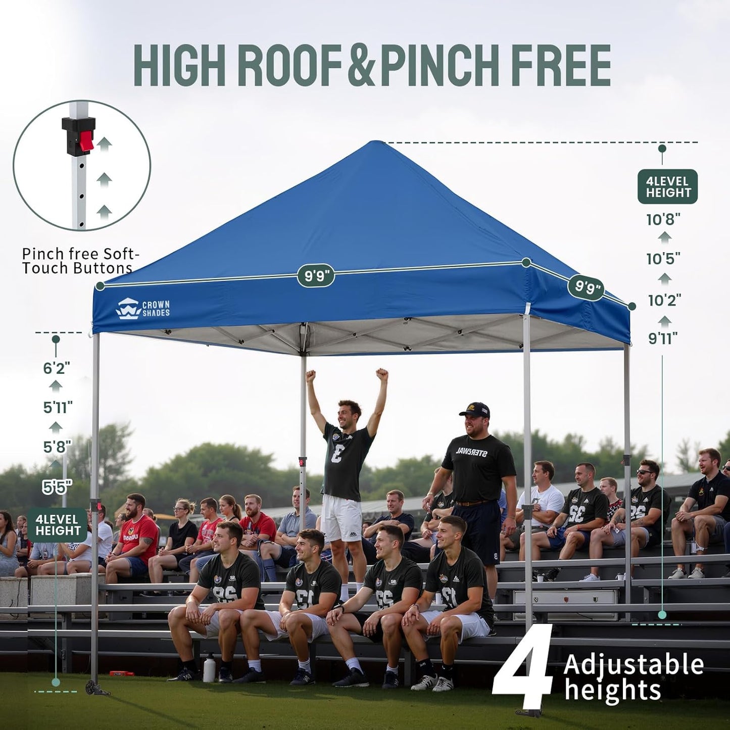 CROWN SHADES 10x10 Heavy Duty Canopy - Premium Pop Up Canopy Tent - Extra Sun Shade Protection with 400D Strength Oxford Fabric - Great for Trade Shows, Events, Tailgates & Commercial Use, Blue