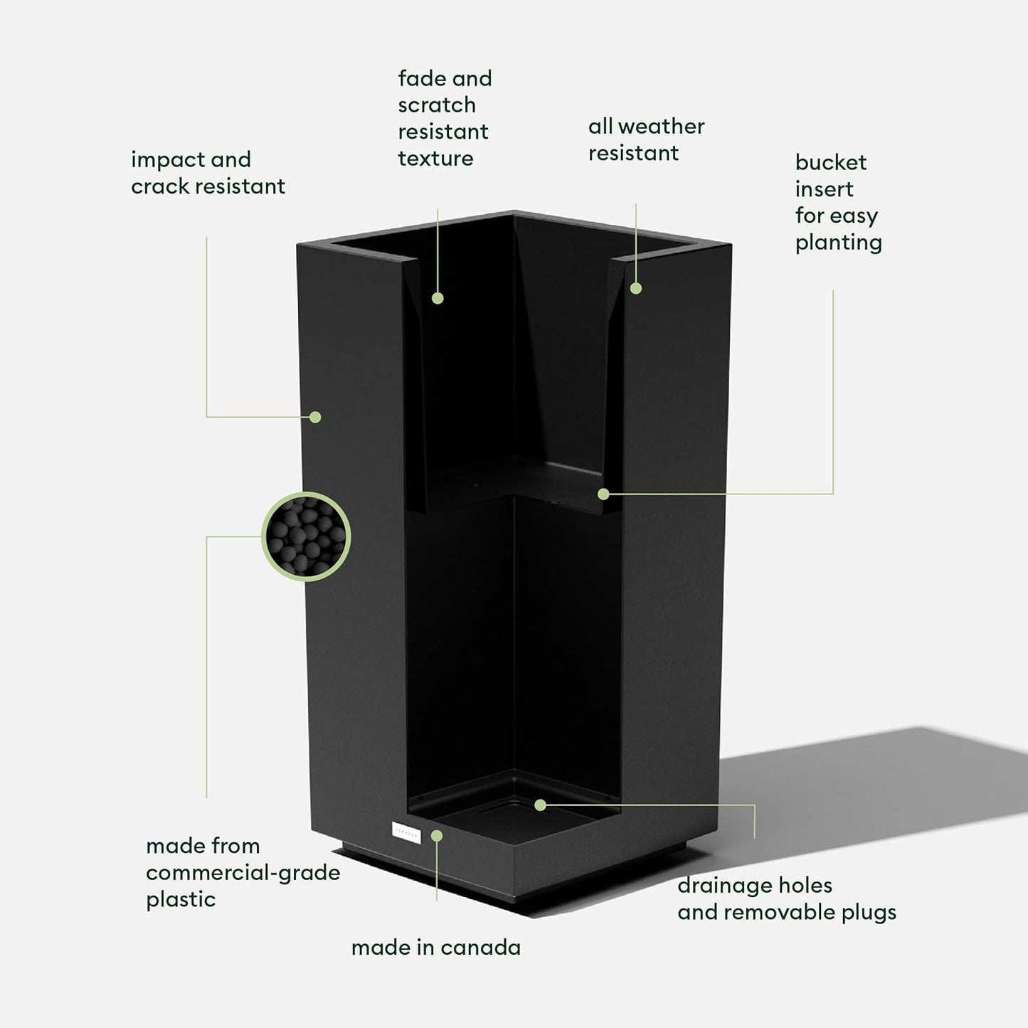 Veradek Block Series Pedestal Planter - Tall Planter for Indoor or Outdoor Front Porch | All-Weather Use with Removable Insert Bucket | Modern Décor for Flowers, Tall Trees, Faux Plants