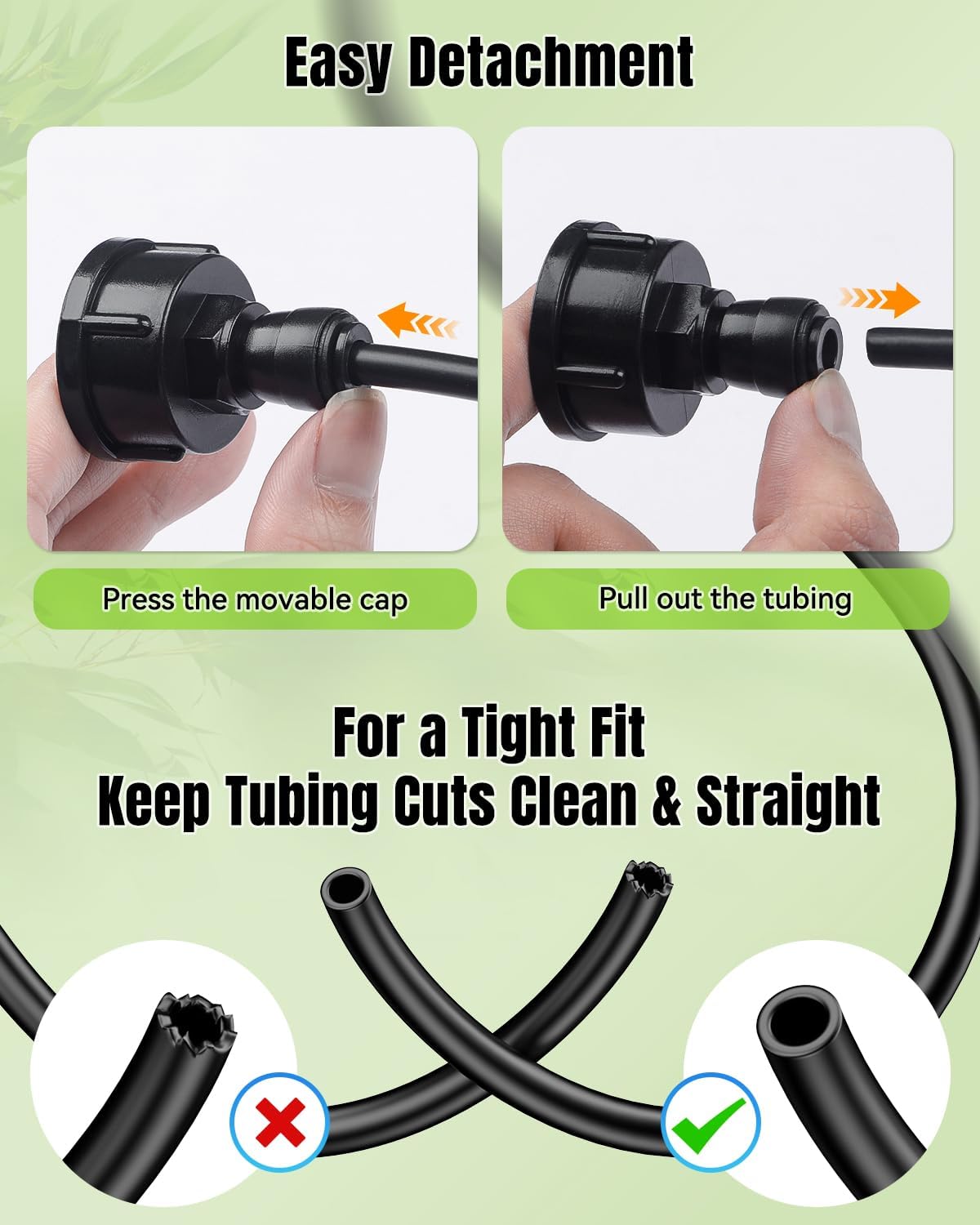 Pawfly 10 Pcs 3/4" to 1/4" Drip Irrigation Faucet Adapters, Quick Connect 3/4" FHT Faucet to 1/4" Tubing Connectors, Push-to-Fit Garden Hose Adapters, Anti-Leak Drip Irrigation Hose Connectors