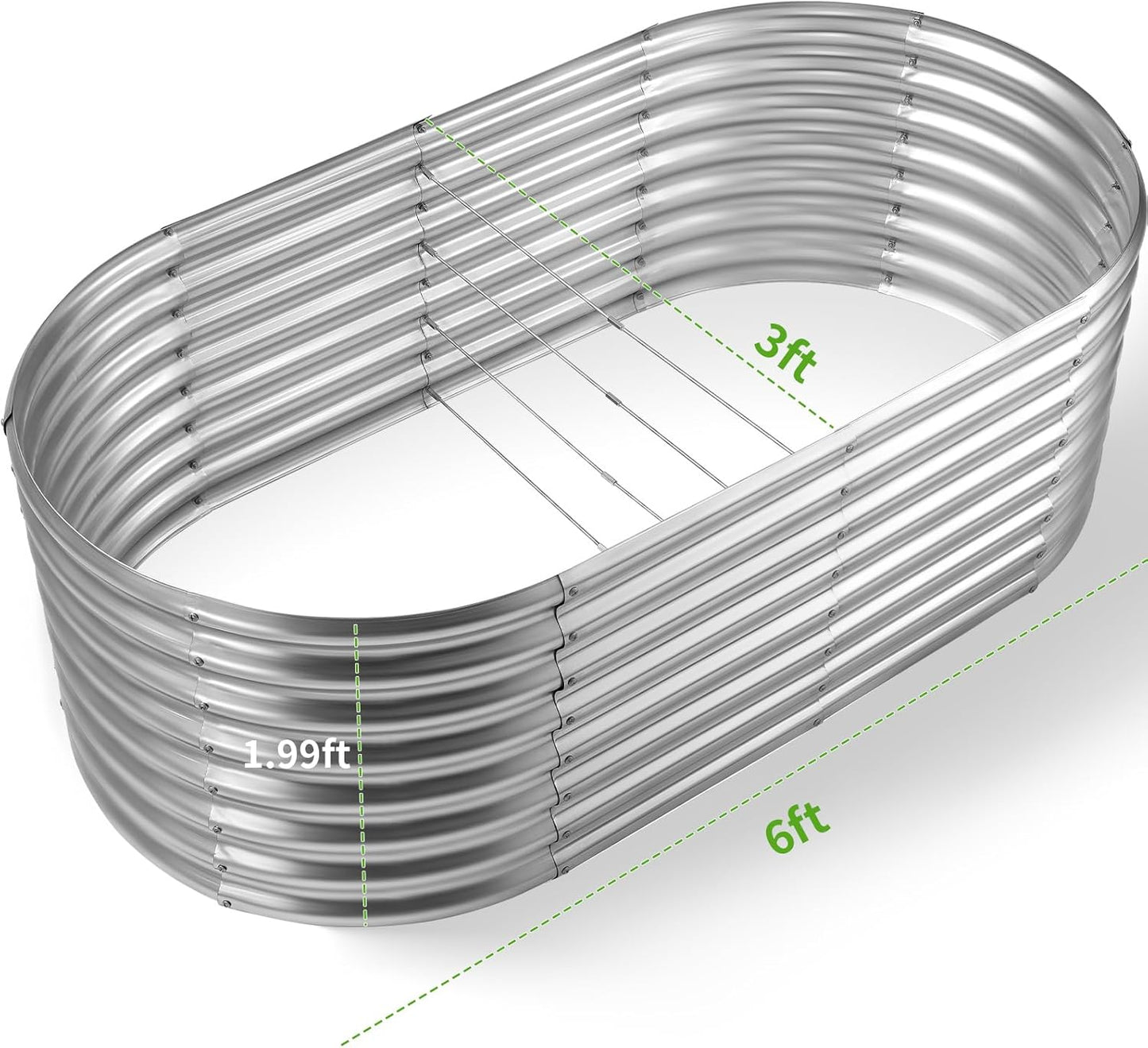 Land Guard Galvanized Planter Raised Beds, 6×3×1.99ft Galvanized Water Trough, Keyhole Raised Garden Bed Metal
