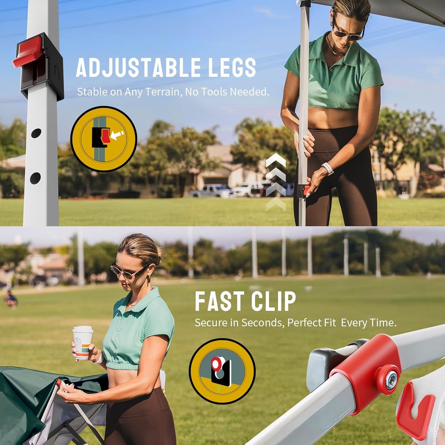 CROWN SHADES 8x8 Pop Up Canopy - Beach Tent with One Push Setup - Easy Outdoor Sun Shade for Events, Parties, Camping - Gazebo with STO-N-Go Cover Bag, Silver Coated Top, Forest Green