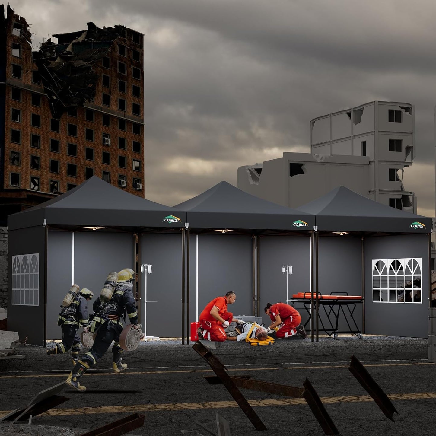 COBIZI 10x10 Pop Up Canopy Tent Heavy Duty with 4 Sidewall, Commercial Outdoor Easy Pop Up Gazebo for Party Wedding All Weather Waterproof UV 50+ with Carry Bag(Leg Upgraded),Gray