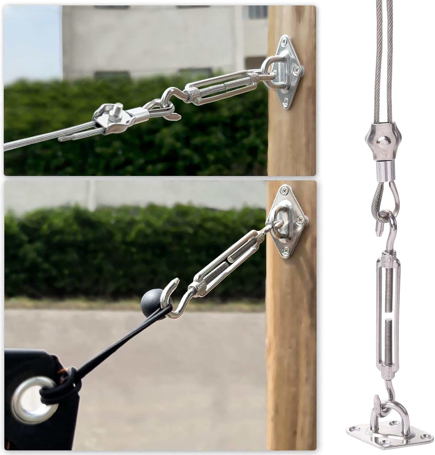 Shade Sail Hardware Kit 6 inch turnbuckles for Triangle Rectangle Sun Shade Sail Outdoor Installation turnbuckles for Cables Wire for Outdoor,Garden,Kitchen,Craft,235PCS