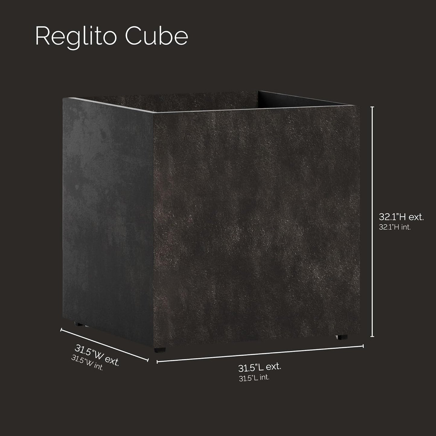 Reglito Cube Planter - 31.5 in x 31.5 in x 31.5 in - Brown Stone