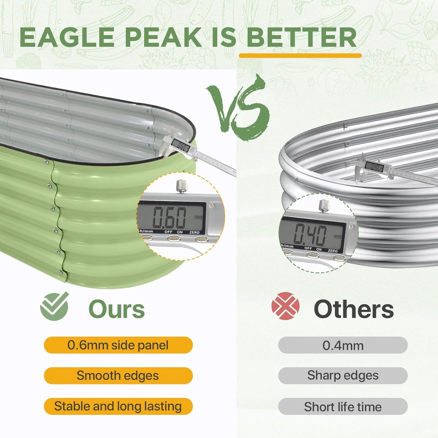 EAGLE PEAK 9 in 1 Modular 17in Customizable Elevated Raised Garden Bed Kit with Multiple Configurations, Outdoor Metal Planter Box Steel Flower Bed, Olive Green