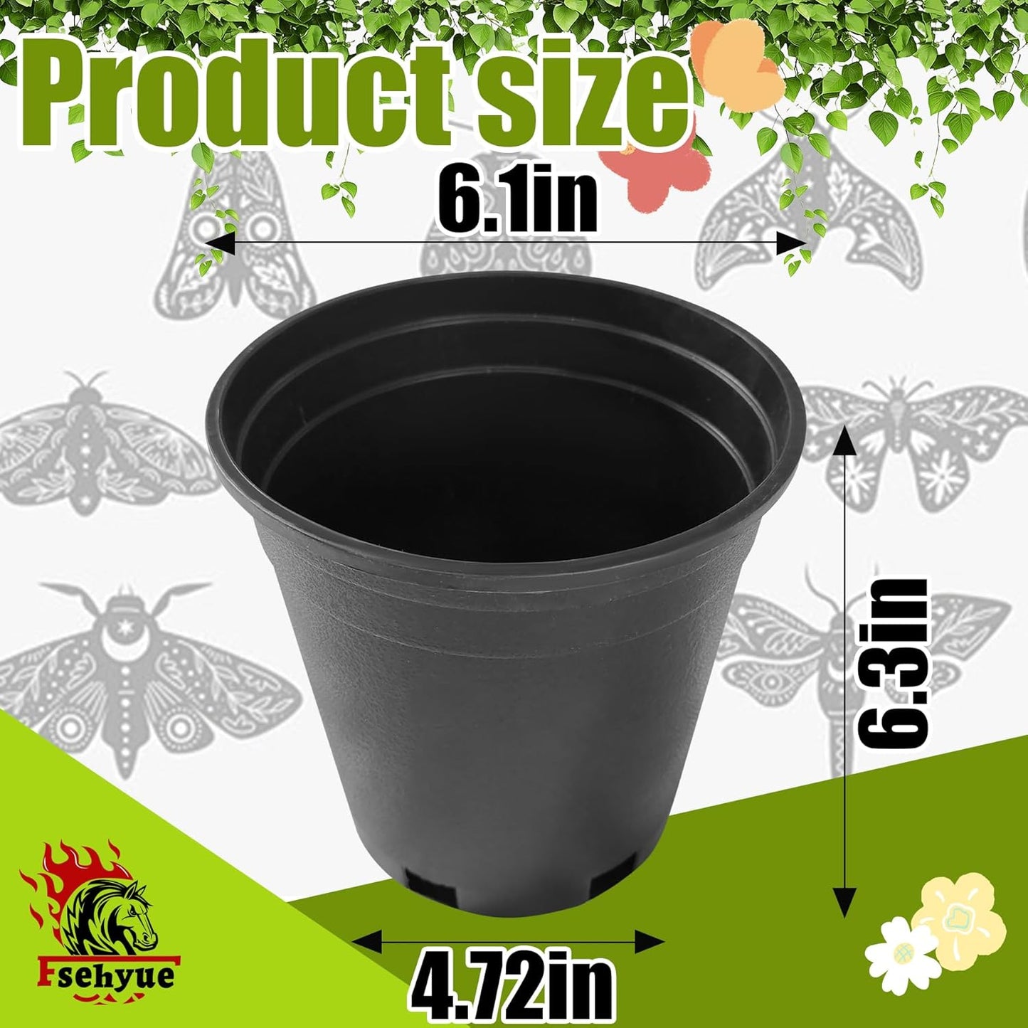 1 Gallon Nursery Pots Plastic Container Injection Molded Pot for Plants Flexible with Drainage Holes Suitable for Plants Soil Growers or Hydroponics Black 10 Pcs