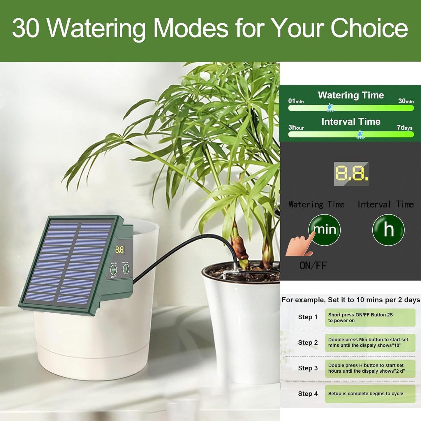 Solar Drip Irrigation System for Garden 30 Timing Modes Automatic Drip Irrigation Kit Garden Watering System