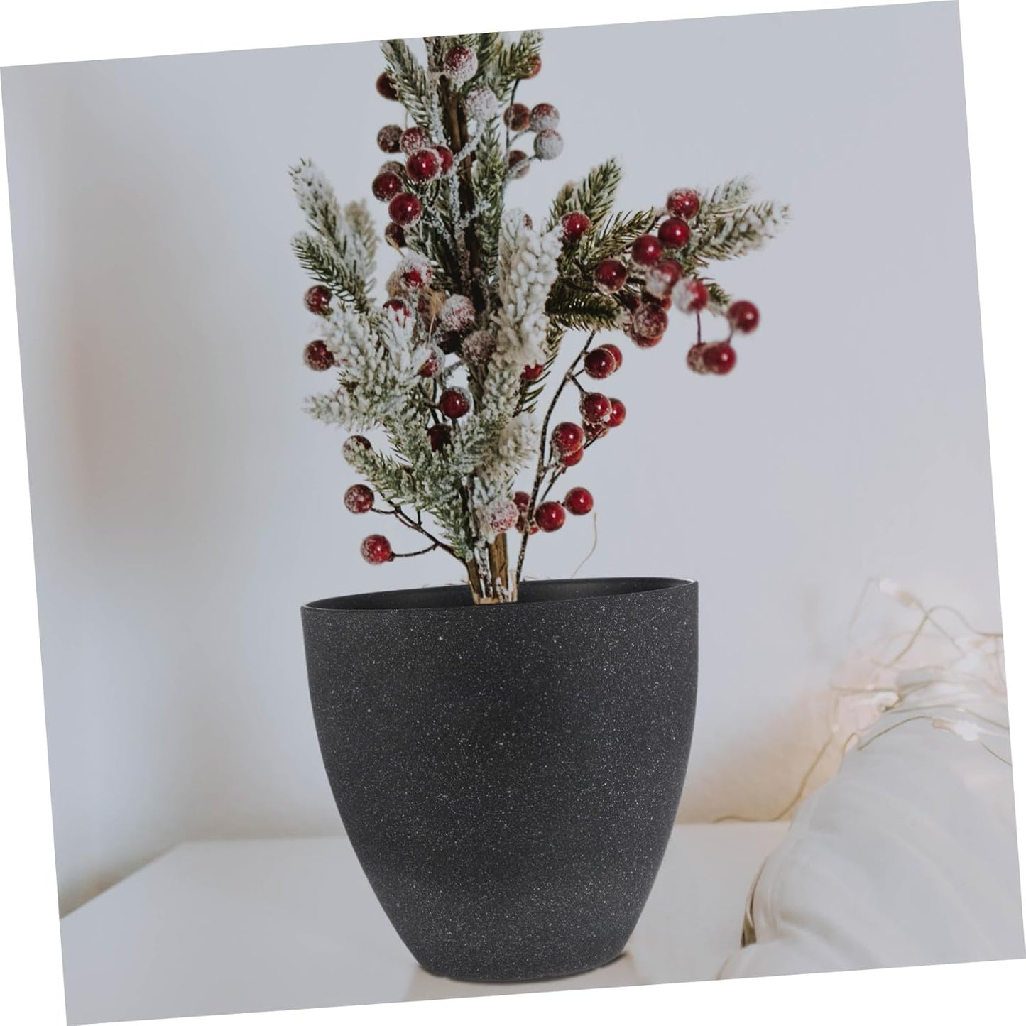 Black Resin Flower Pot Large Round Succulent Planter for Indoor Outdoor Use Frost-Resistant Plants Container for Home Desk Bathroom Decor