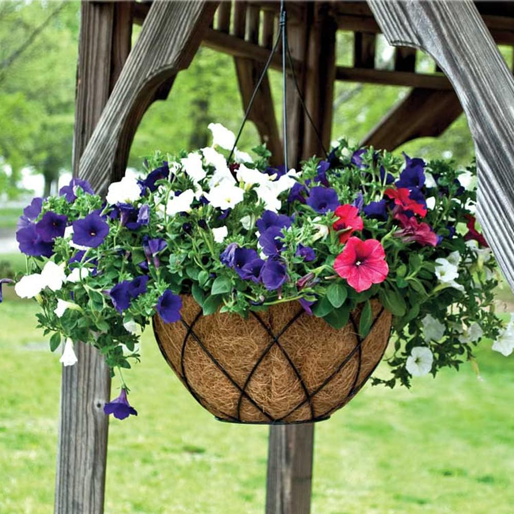 16" Round Coco Liner for Hanging Planter, 4Pcs, 100% Natural Coconut Coir Liner, Promotes Air Circulation & Water Retention, Ideal for Flower Plants & Garden Decorations