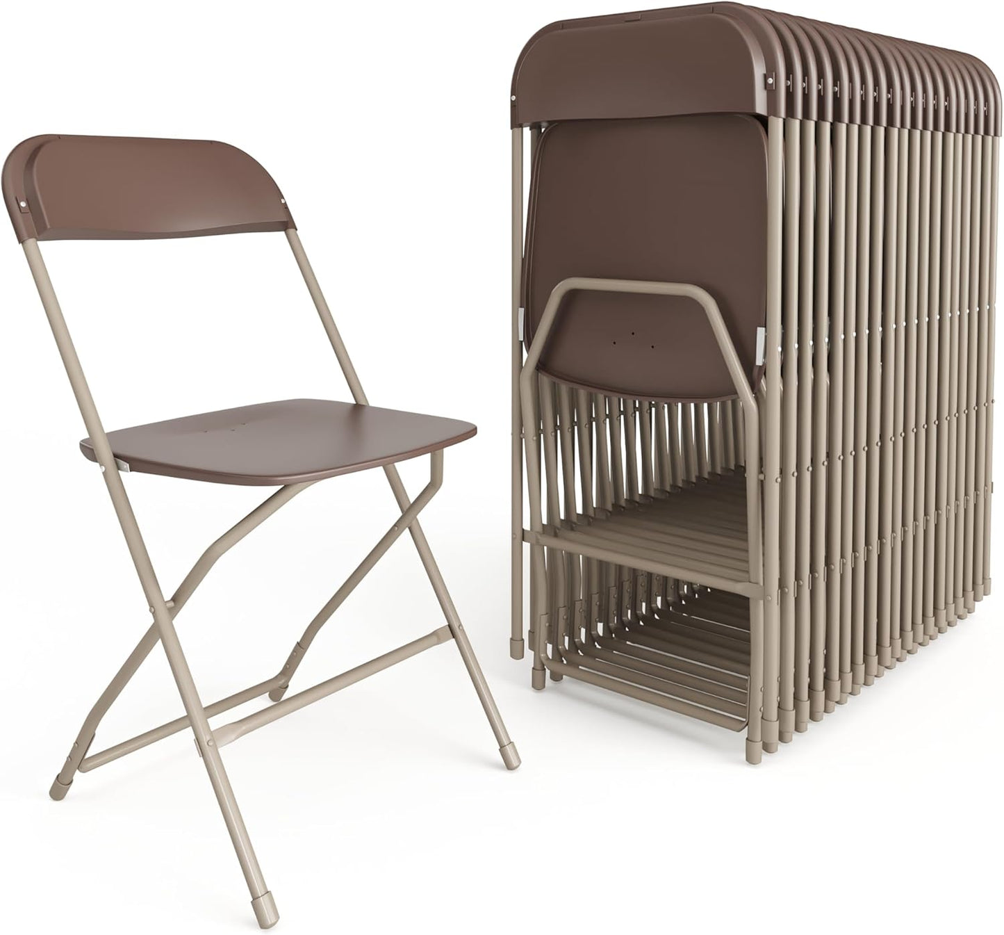 Flash Furniture Hercules Series Plastic Folding Chair - Brown - 20 Pack 650LB Weight Capacity Comfortable Event Chair-Lightweight Folding Chair