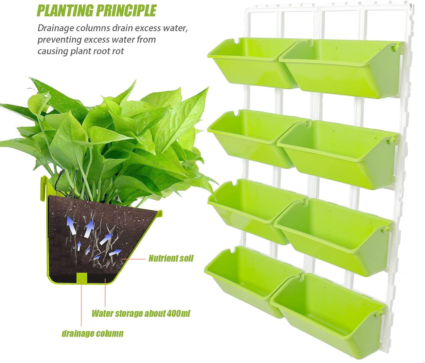 LOYALHEARTDY Vertical Garden Wall Planter Wall Mounted Planter 4-Tier Vertical Garden Planters for Growing Strawberries, Flowers, Vegetables, Herbs Indoor/Outdoor Decoration (Light Green)