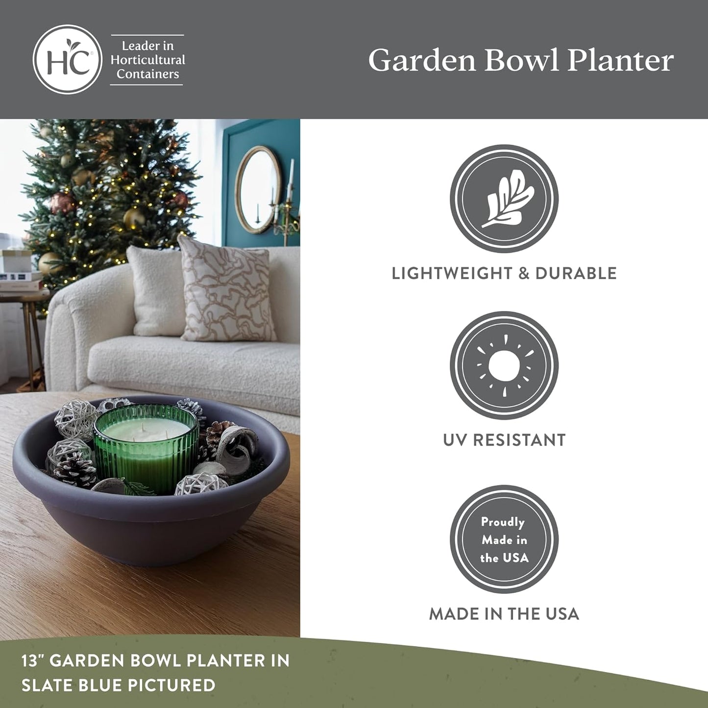 The HC Companies Shallow Planter with Drainage - Contemporary Garden Bowl Planter for Flowers, Herbs & More - Round Succulent Planter Pot for Indoors and Outdoors (20" Teal, Pack of 2)