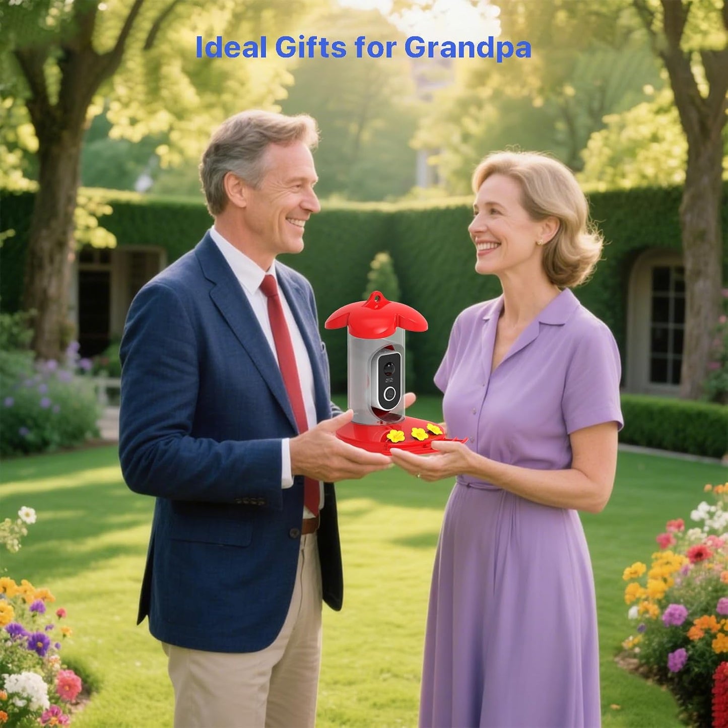 Hummingbird Feeder with Camera for Outdoor - 2K QHD Video, Instant Notifications & AI Bird Species, Ant Moat, Bee Proof, Motion Detection, 2.4G WiFi, Signal Booster, Gift for Bird Lovers (Red)