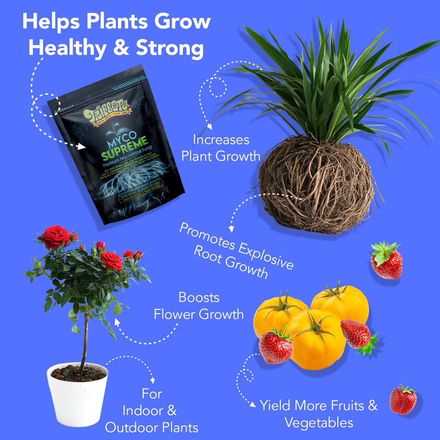 Trifecta Myco Supreme Mycorrhizal Fungi for Soil, Plant Root Stimulator, Ultra Concentrated Mycorrhizae for Strong Roots & Living Soil, Tree, Rose and Flower Care