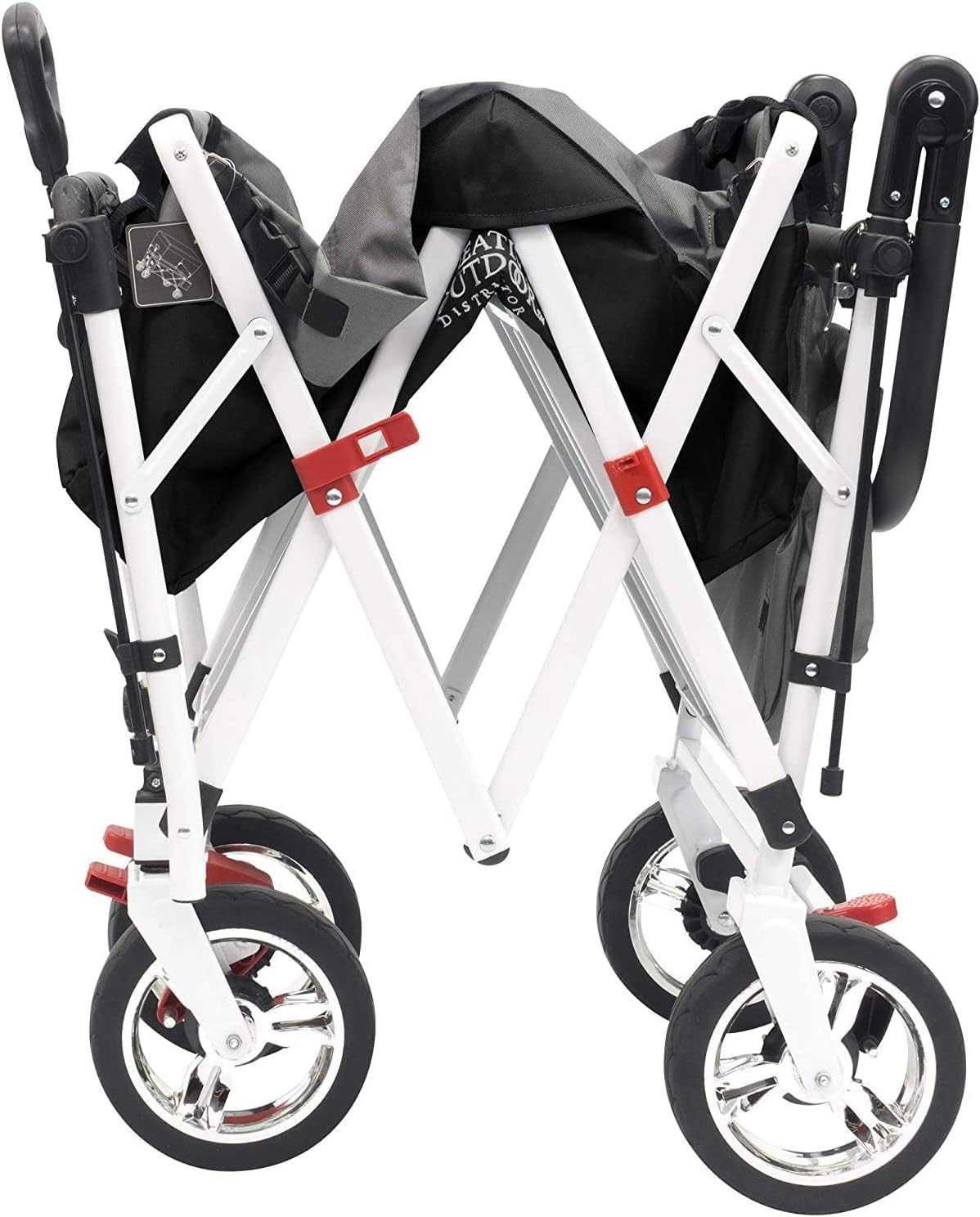 Creative Outdoor Push Pull Folding Wagon for Cargo | Beach Park Garden Sports & Camping | Black with Canopy