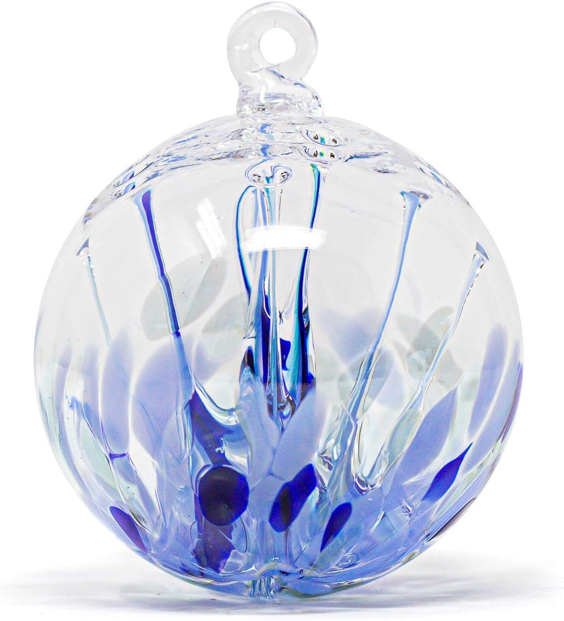 Luke Adams Handmade Glass Gazing Balls for Garden on Clearance – Hand Blown Glass Gazing Ball for Yard Décor – Decorative Garden Globe Raindrop (Blue)