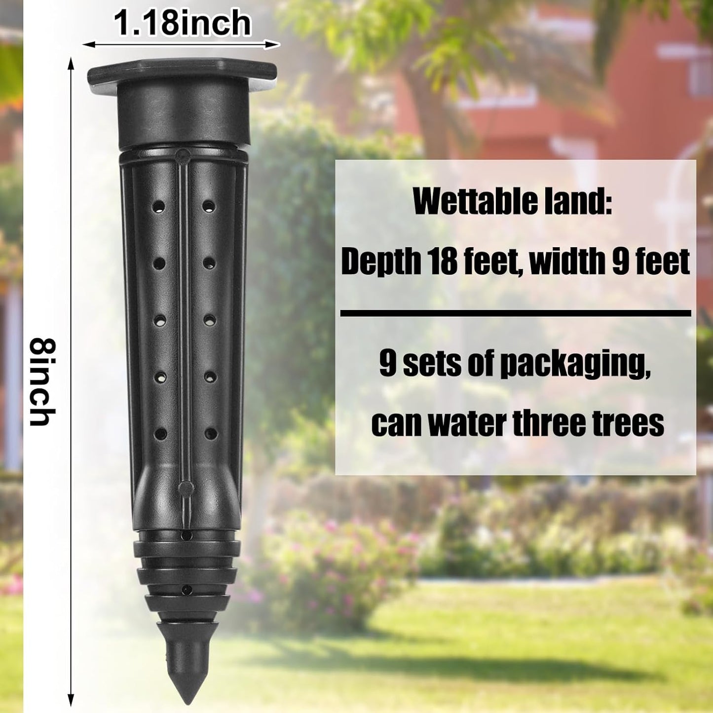 9 Pack Garden Watering Stake Large UV-Protected ABS Plastic Deep Root Irrigation Spike for Trees, Shrubs, Bushes, Shrubs, Flowers, Fruits, Vegetables, Potted Plants (8 Inch)