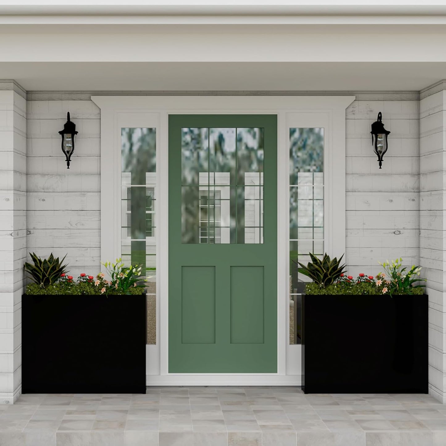 Large 36" L Metal Planter Box for Outdoor, Black Raised Garden Bed Flower Pot - Rust-Resistant Steel Design for Patio, Porch, Yard with Drainage Holes, Easy No-Tool Assembly