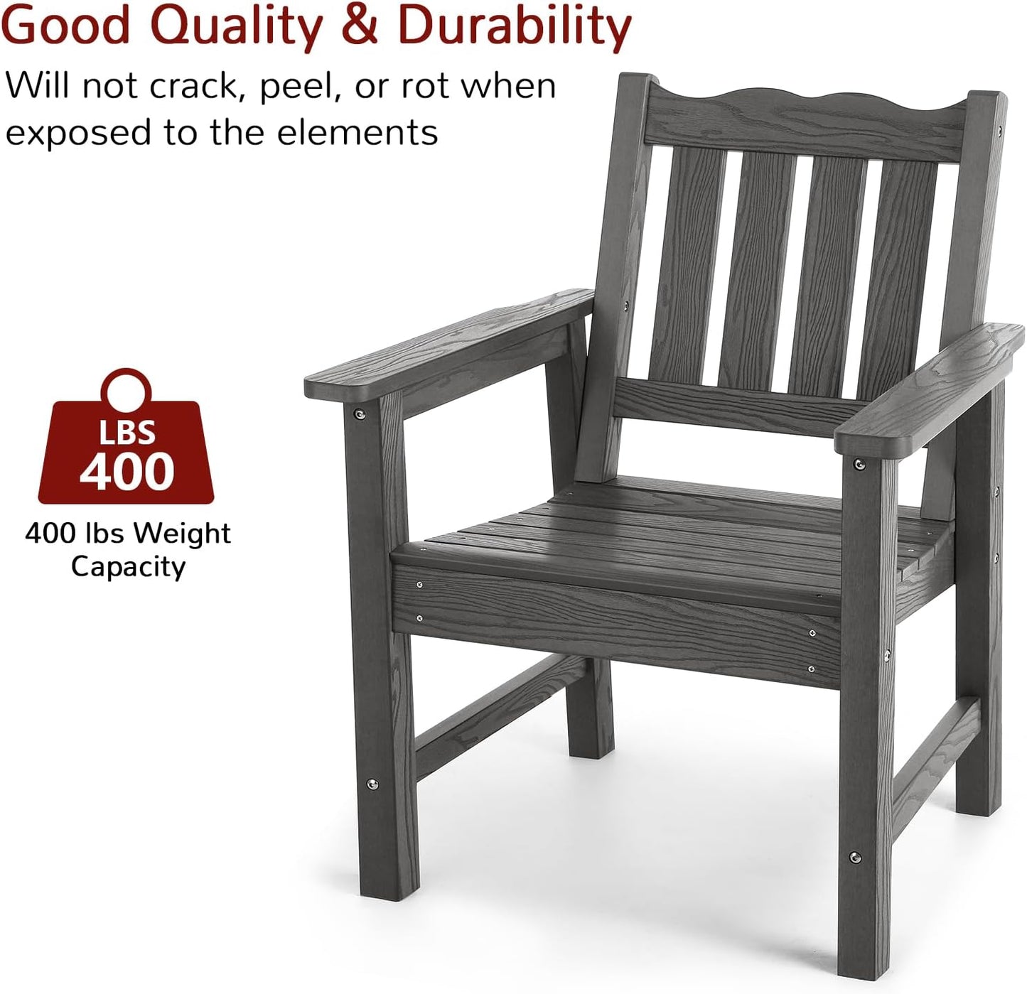 Stoog 3 Piece Patio Dining Sets, All-Weather Outdoor Chairs Set of 2 with Table, Include 2 Patio Chairs and 1 Side Table, Grey