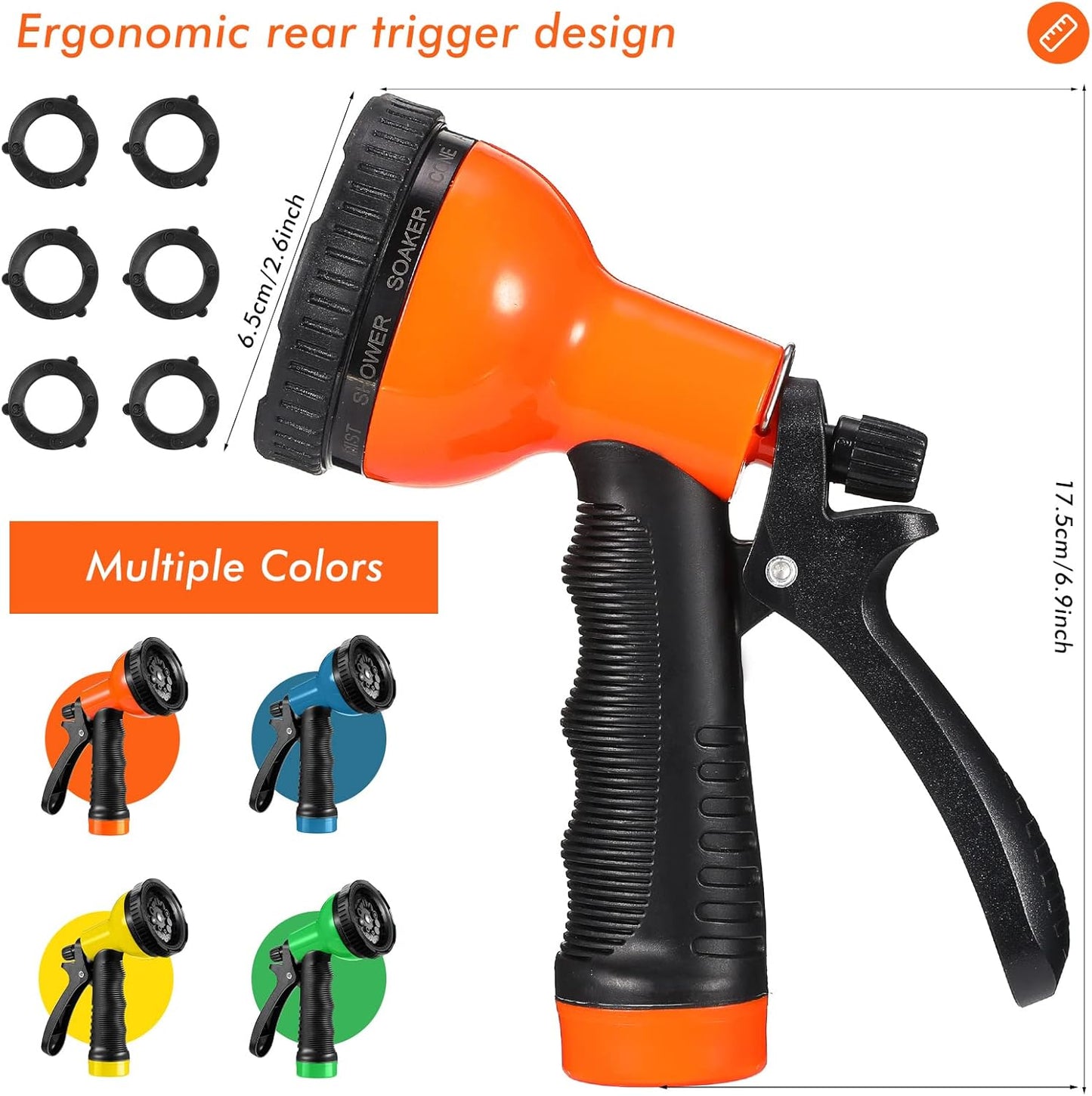 4 Pcs Garden Hose Nozzle Sprayer 10 Adjustable Watering Patterns Heavy Duty High Pressure Water Gun for Watering Plants Washing Cars and Showering Pets