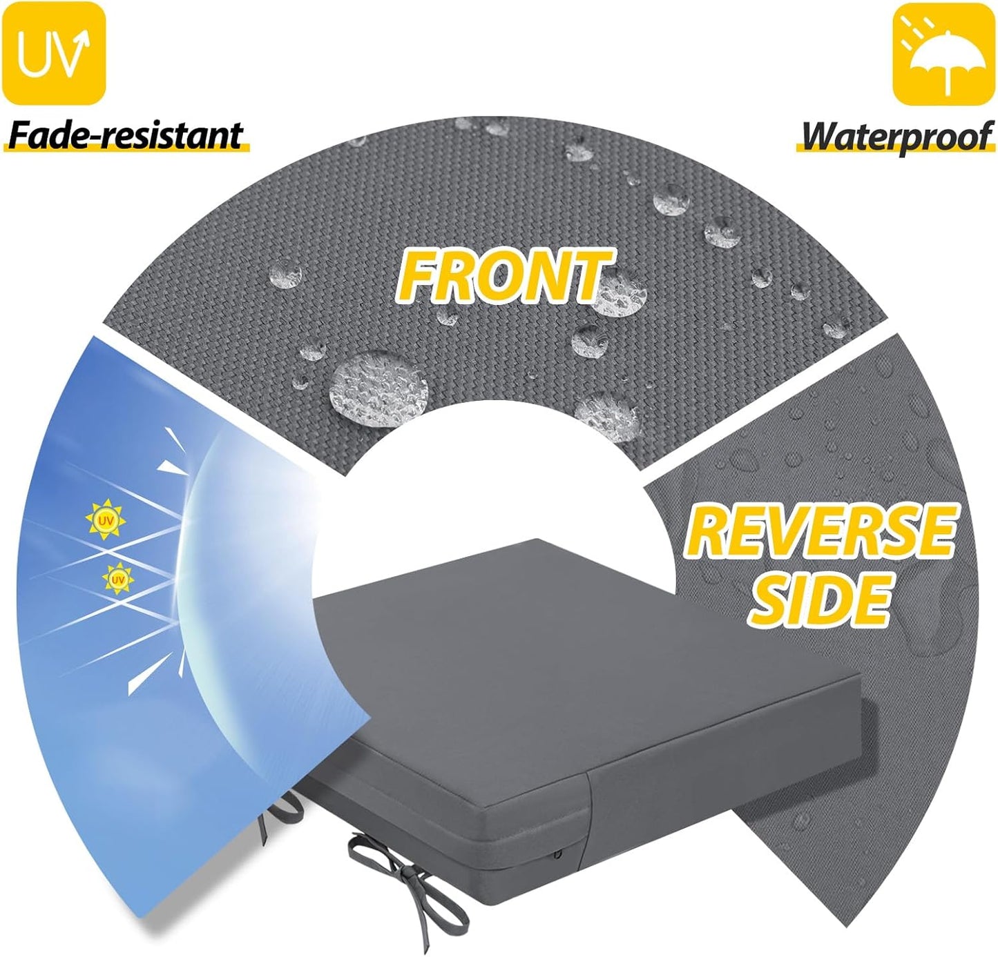 AAAAAcessories Outdoor Seat Cushions for Chairs, Waterproof, Fade-Resistant Patio Furniture Replacement Cushions, 21" x 21" x 4", Set of 2, Dark Gray