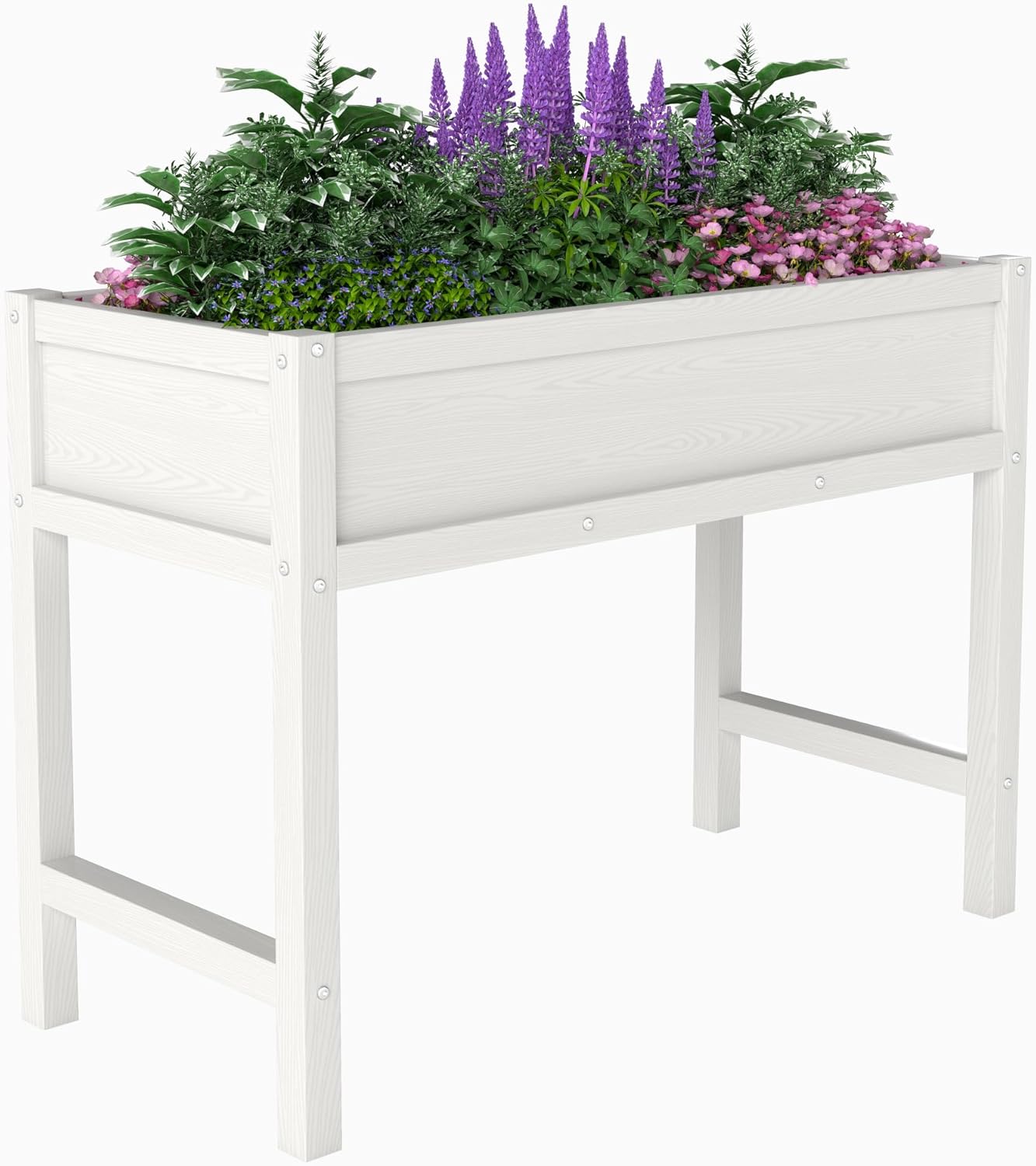 Raised Garden Beds Outdoor with Legs,Outdoor Planter Box,Non-Cracking,Rust Resistantand Rot-Resistant for Vegetable Garden for Backyard, Patio, Balcony Outdoors/Indoors White