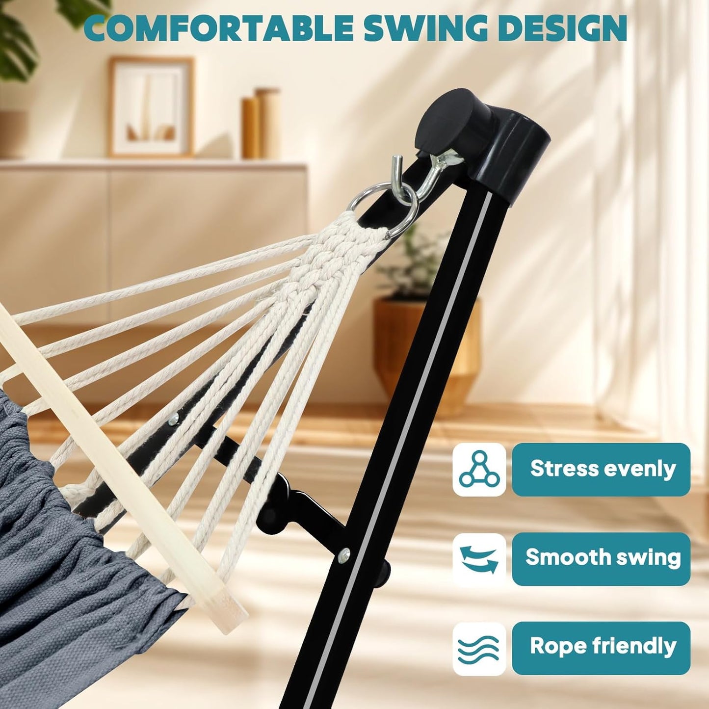 Anyoo 2 in 1 Hammock and Swinging Chair with Collapsible Steel Stand & Carrying Case,Portable & Adjustable,Easy Set Up for Outdoor,Indoor,Porch Swing,Patio,Garden,Camping Trip