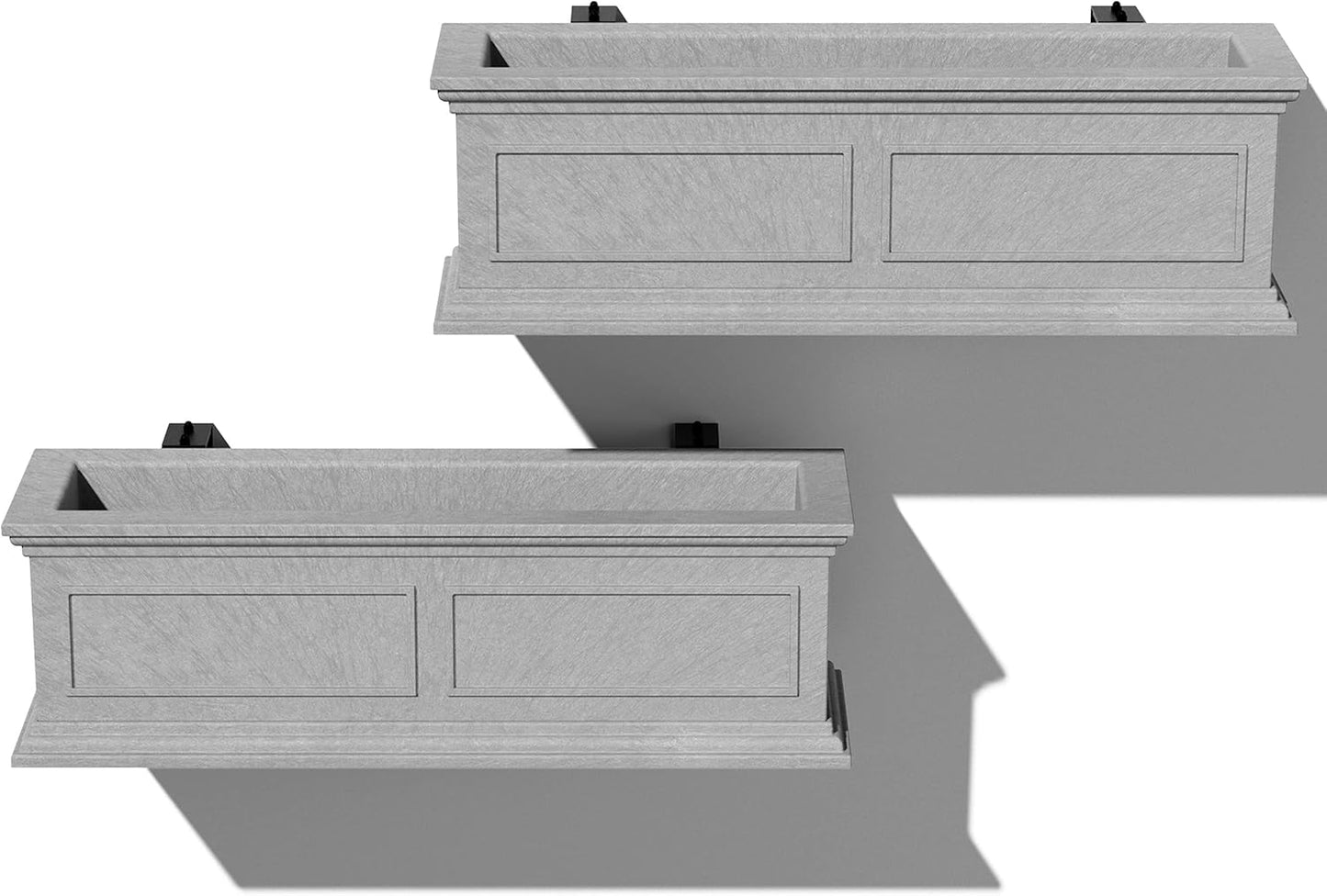 Veradek Brixton Series Plastic Railing Planter - Rectangular Planter for Outdoor Deck/Balcony | Crack-Resistant with Adjustable Rail Attachment | Classic Estate Design for Herbs, Succulents, Flowers