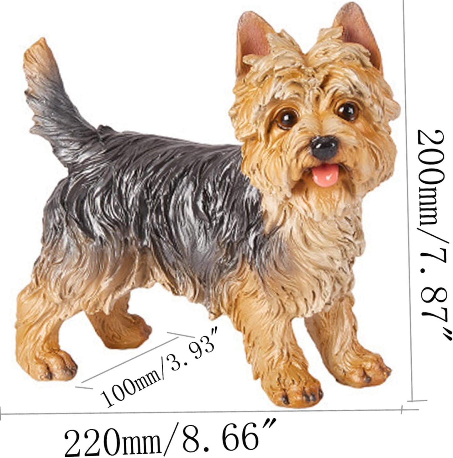 WANLIAN Yorkshire Terrier Dog Statue Simulation Dog Ornaments Realistic Hand Painted Polyresin Figurine for Home and Garden Decor, 8.66"x 3.93" x 7.87"in,Multicolor(Yorkshire Terrier Statue)