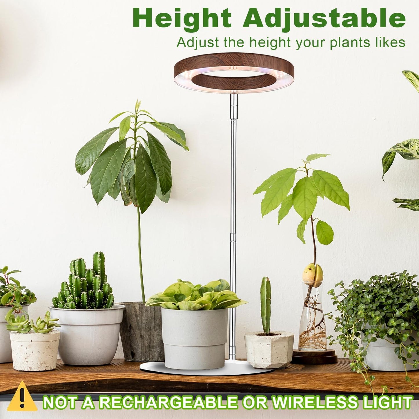 yadoker 72 LEDs Plant Grow Light for Indoor Plant,Aluminum Walnut Wood Grain Desk LED Grow Light, Height Adjustable,6.3" Aluminum Housing,Automatic Timer with 8/12/16 Hours,10-Level Brightnes