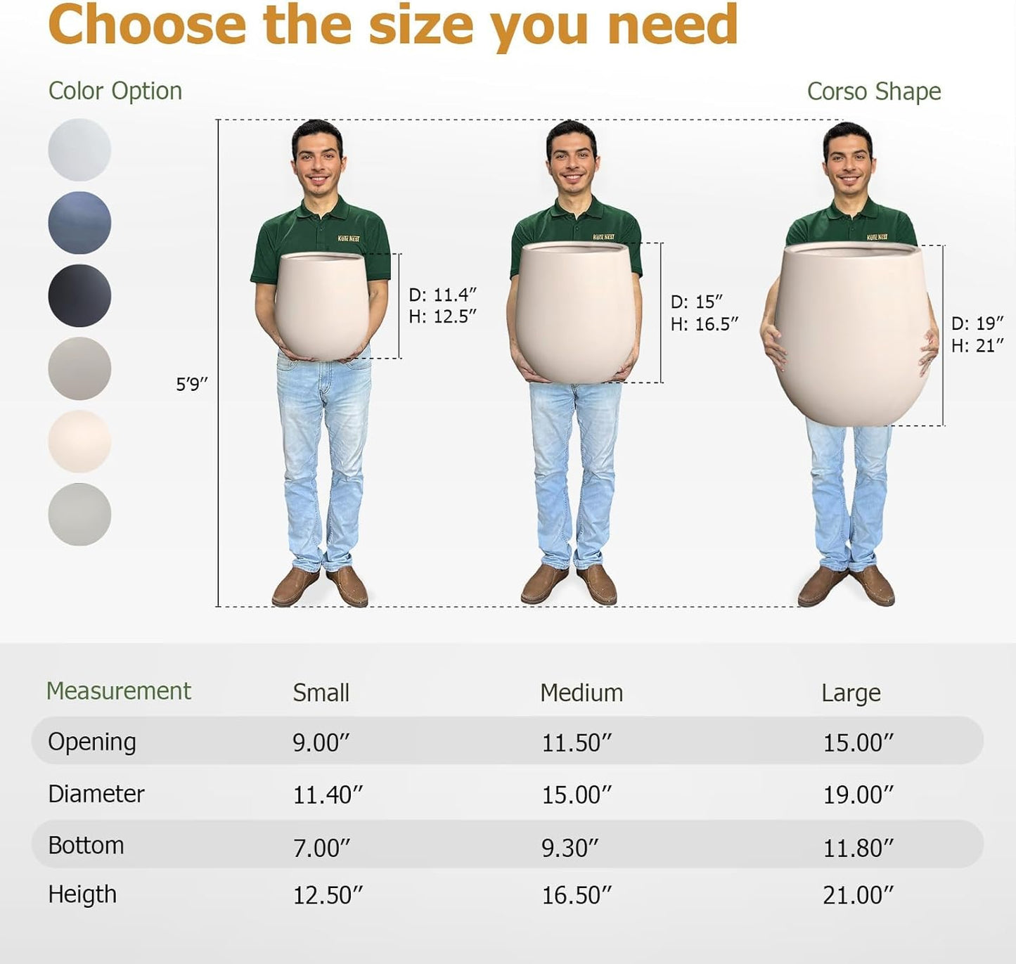 12.5" H x 11.4" D Corso Fiberstone Round Tapered Planter with Drainage Hole, Smooth Finishes, Weather Resistant for Indoor and Outdoor Use (Kilim Beige, 9" Pot Opening)