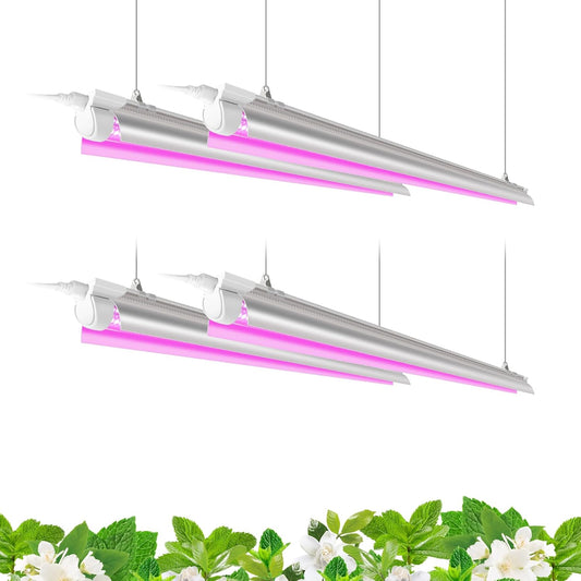 Barrina LED Grow Light 4FT, 168W(4 x 42W), Full Spectrum Plant Light, V-Shape with Reflector, Grow Lamp Strip, Plant Lights for Indoor Plants, 4-Pack