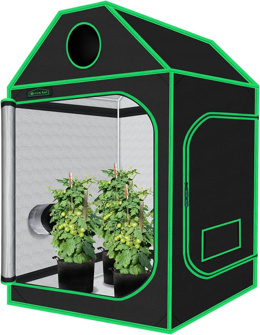 4x4 Grow Tent, 48"x48"x72" Roof Cube Plant Grow Tents with Observation Window and Floor Tray for Indoor Plant Growing Seedling