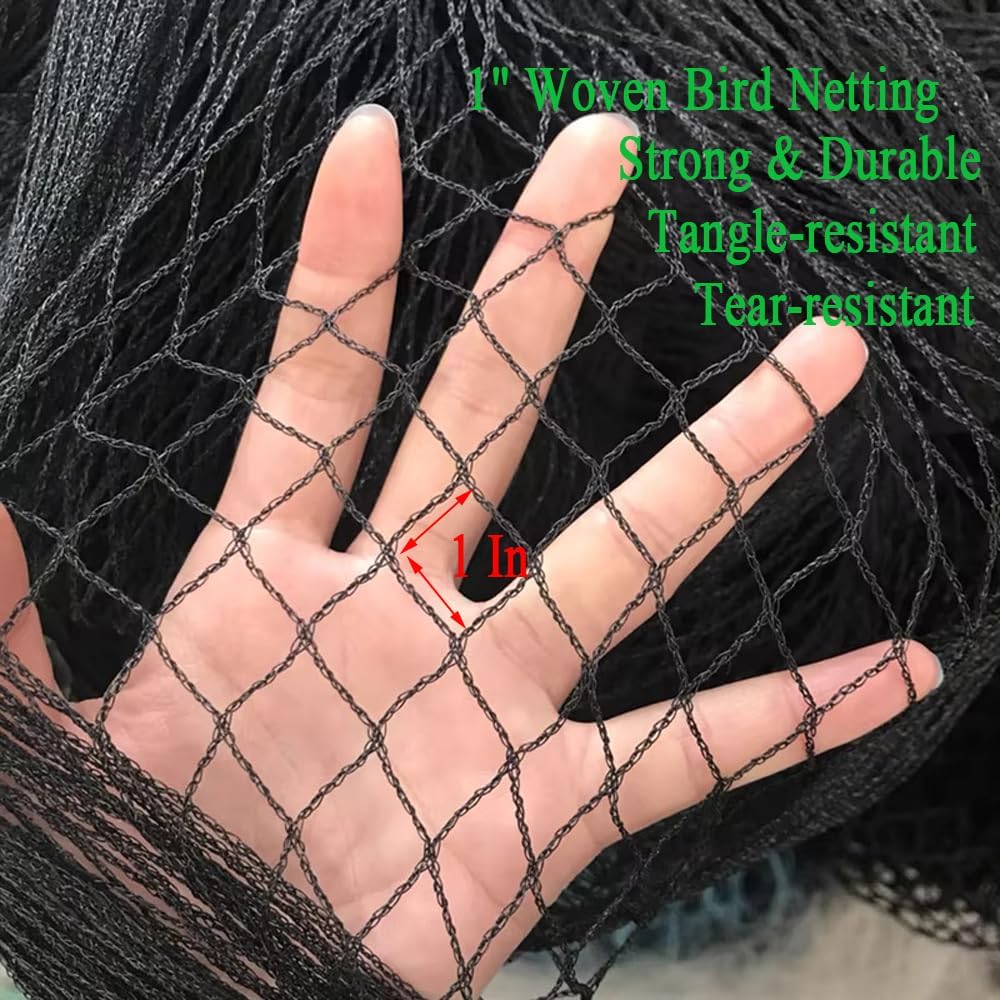 50X50 FT Bird Netting for Chicken Coop, 1 in Mesh, Woven Chicken Netting Roof Mesh Cover Garden Protection for Vegetables, Blueberry, Strawberry Plants, Fruit Trees.