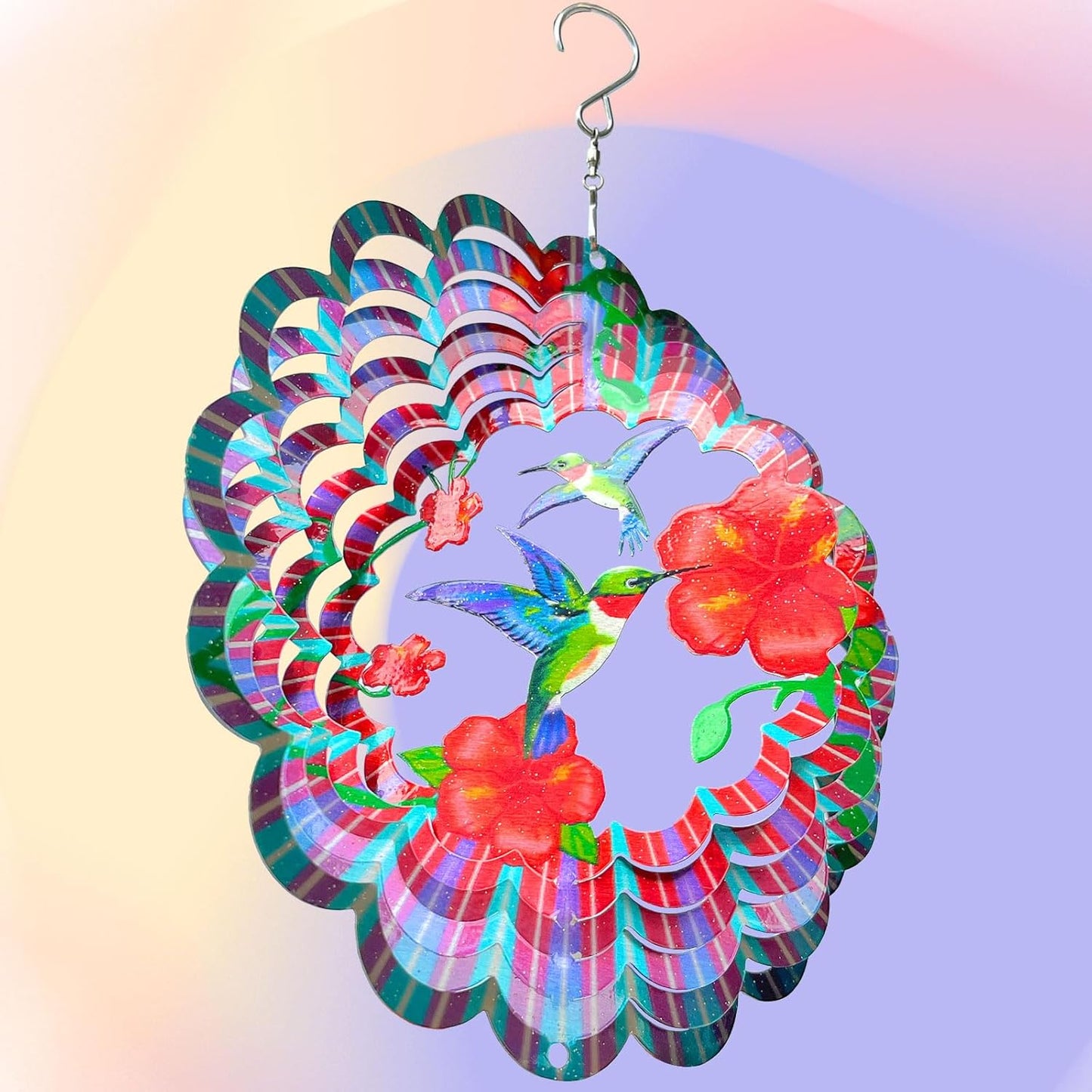 Hummingbird Wind Spinners Outdoor,6in Mandala Wind Spinner Hummingbird Gift for Women Men,Wind Spinner for Yard and Garden,Wind Sculpture for Yard Art Decorations,Christmas Decoration