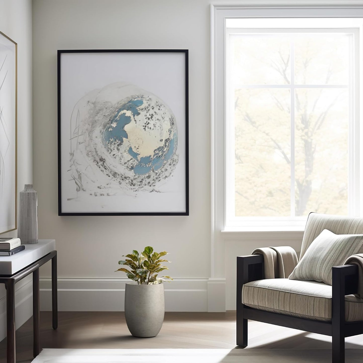 Kante 11.8 Inch Tall Concrete Planter, Large Indoor Outdoor Plant Pot with Drainage, Smooth Weathered Concrete Finish with Forest Green Interior, Ideal for Porch, Home, Garden, Patio