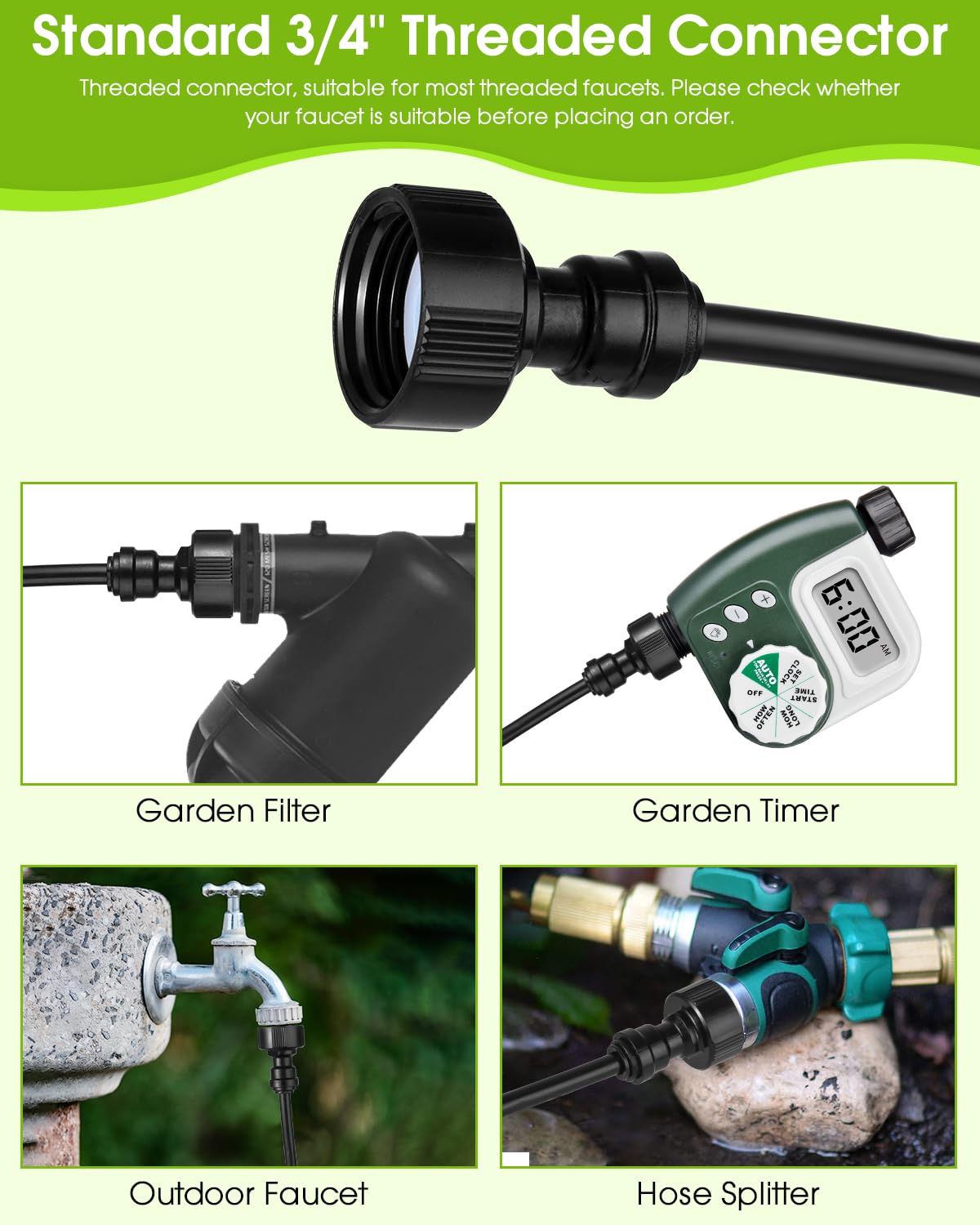 Mist Cooling Automatic Irrigation System-Misting System 33FT Misting Line & 10 Brass Misting Nozzles-Water Hose Mister Kit Sprinkler System for Outside Patio Outdoor Garden Greenhouse Trampoline Pool