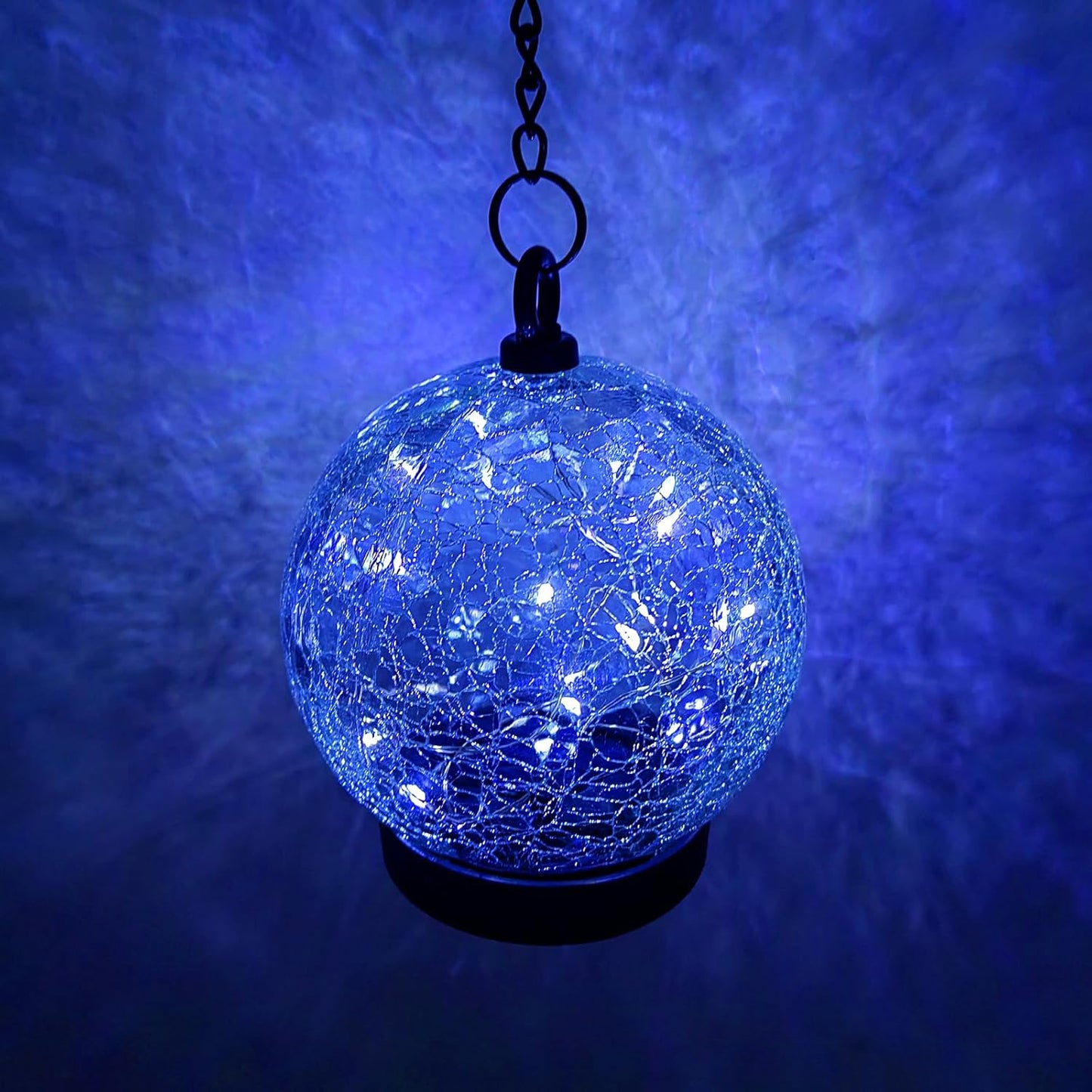Wind Chimes Outdoor Solar Lights, 42 Inch Large Sympathy Chime 15 Blue LEDs Crackled Glass Ball Birthday Gifts for Women Decorative Hanging in Garden, Yard, Patio, Landscape