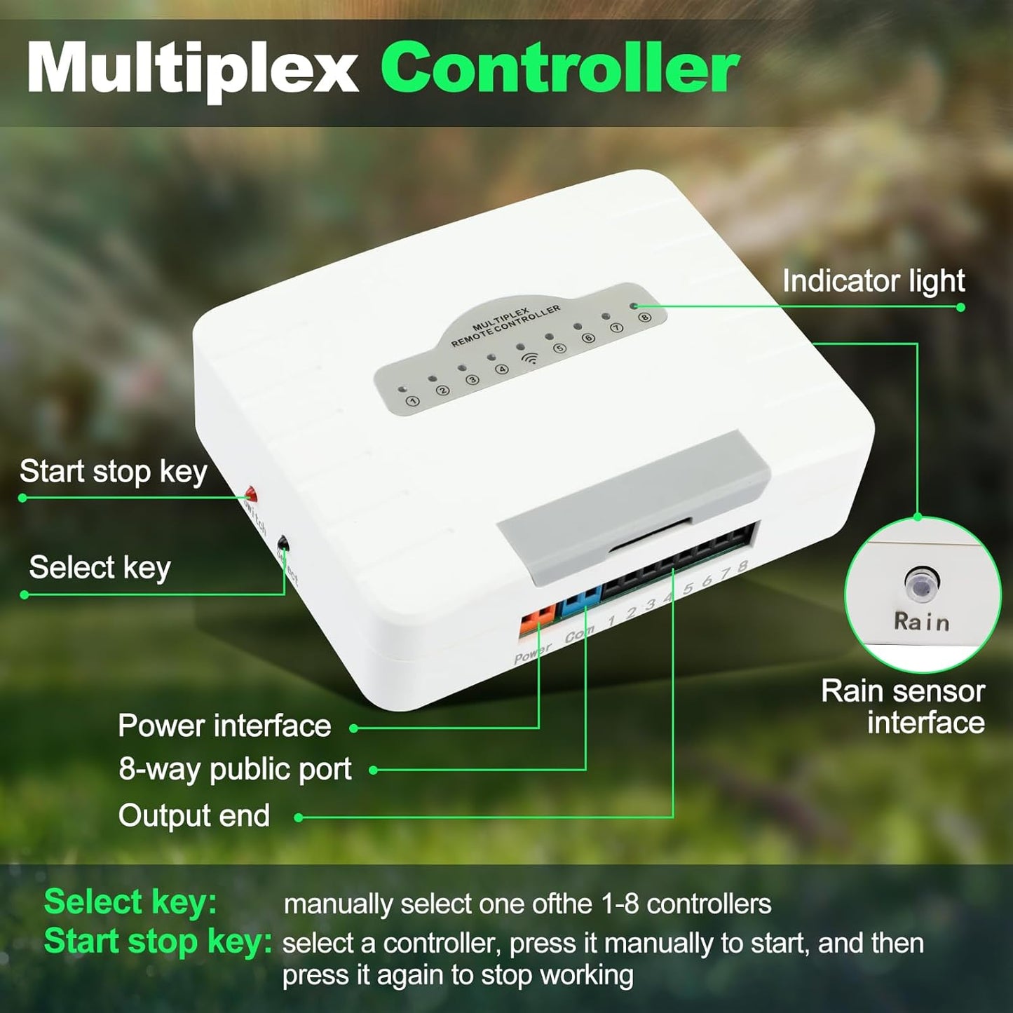 Zone Smart Sprinkler Controller, 8 Zone with APP Control, Auto Rain Adjustment, Hyper-Targeted Watering, Sprinkler Timer for Outdoor Garden, Yard, Lawns