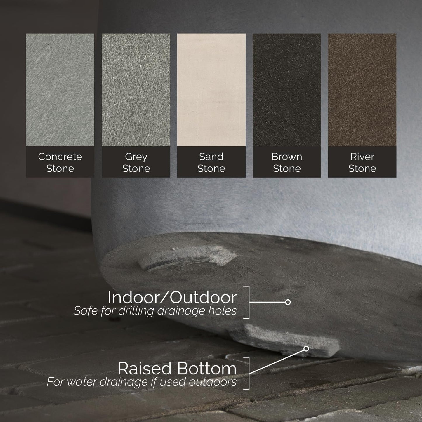 Mondo Large Planter – Sand Stone Finish – Fiberglass Indoor/Outdoor and Weather-Resistant Round Planter (19.7" D x 19.1" H Exterior, 18.5" D x 18.5" H Interior)