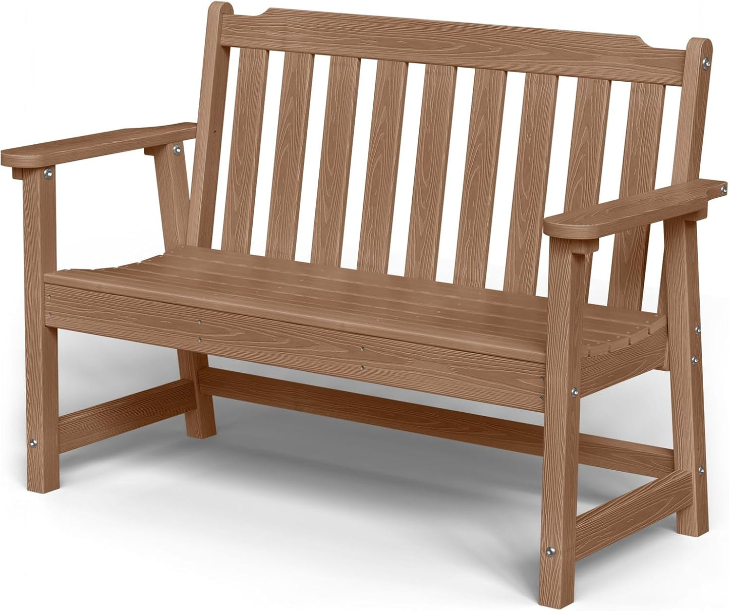 Outdoor Bench, 2-Person HDPE Garden Bench, All Weather Poly Patio Bench for Outdoors, Garden, Backyard, Porch and Park, 660 lbs Weight Capacity, Teak