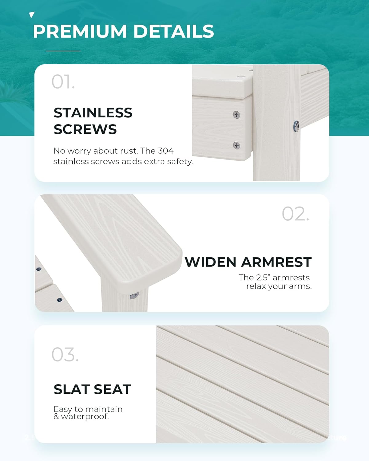 SERWALL 7-Piece Patio Dining Table Sets, Outdoor HDPE Dining Furniture Set with Umbrella Hole Cut-Out Table and 6 Chairs, White