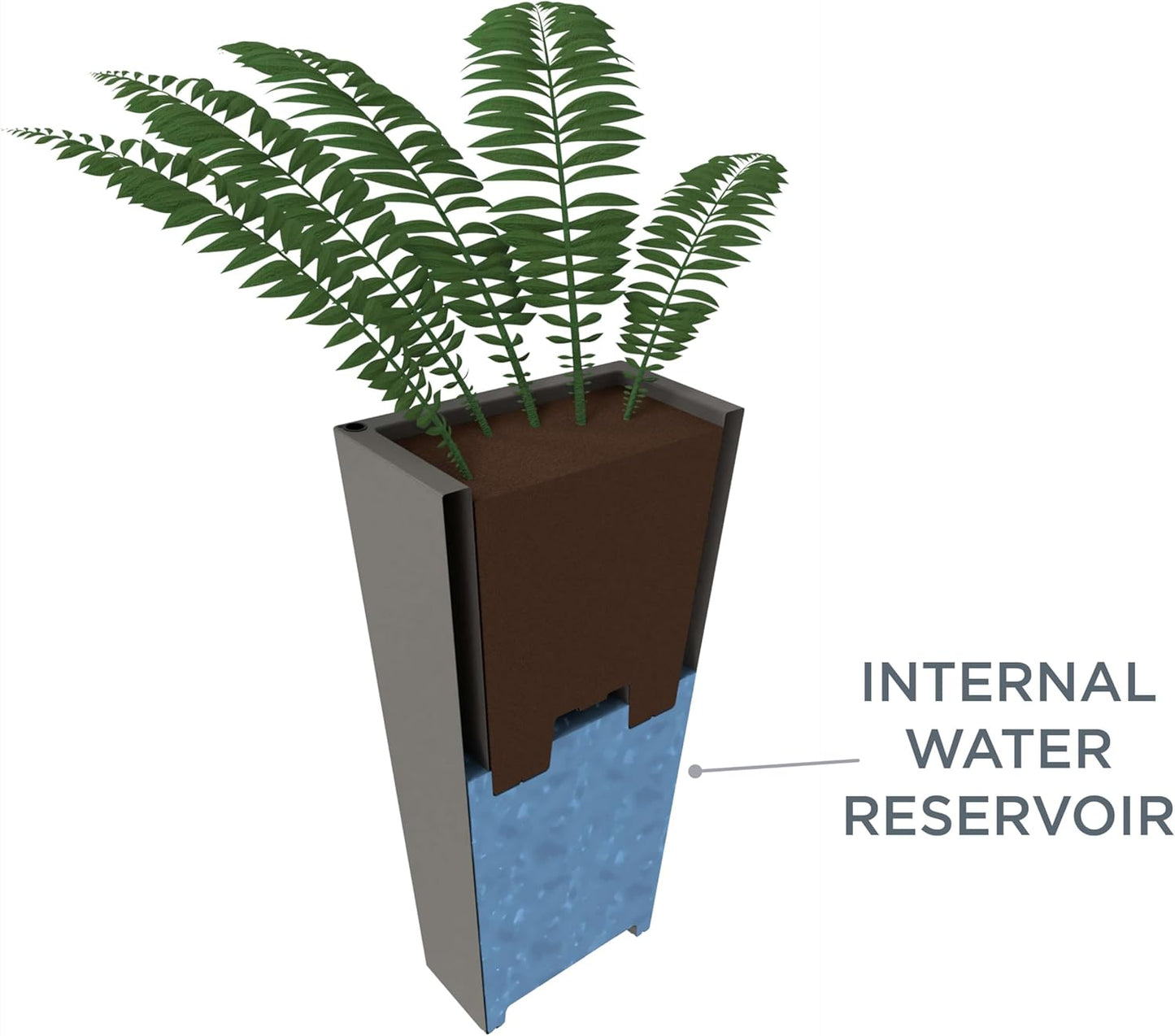 Step2 Tremont Tall Square Tapered Planter, Large Planters for Outdoor Plants, Gardening and Flower Pot for Patio or Porch, Efficient Drainage, Durable Plastic, Concrete, 1-Pack