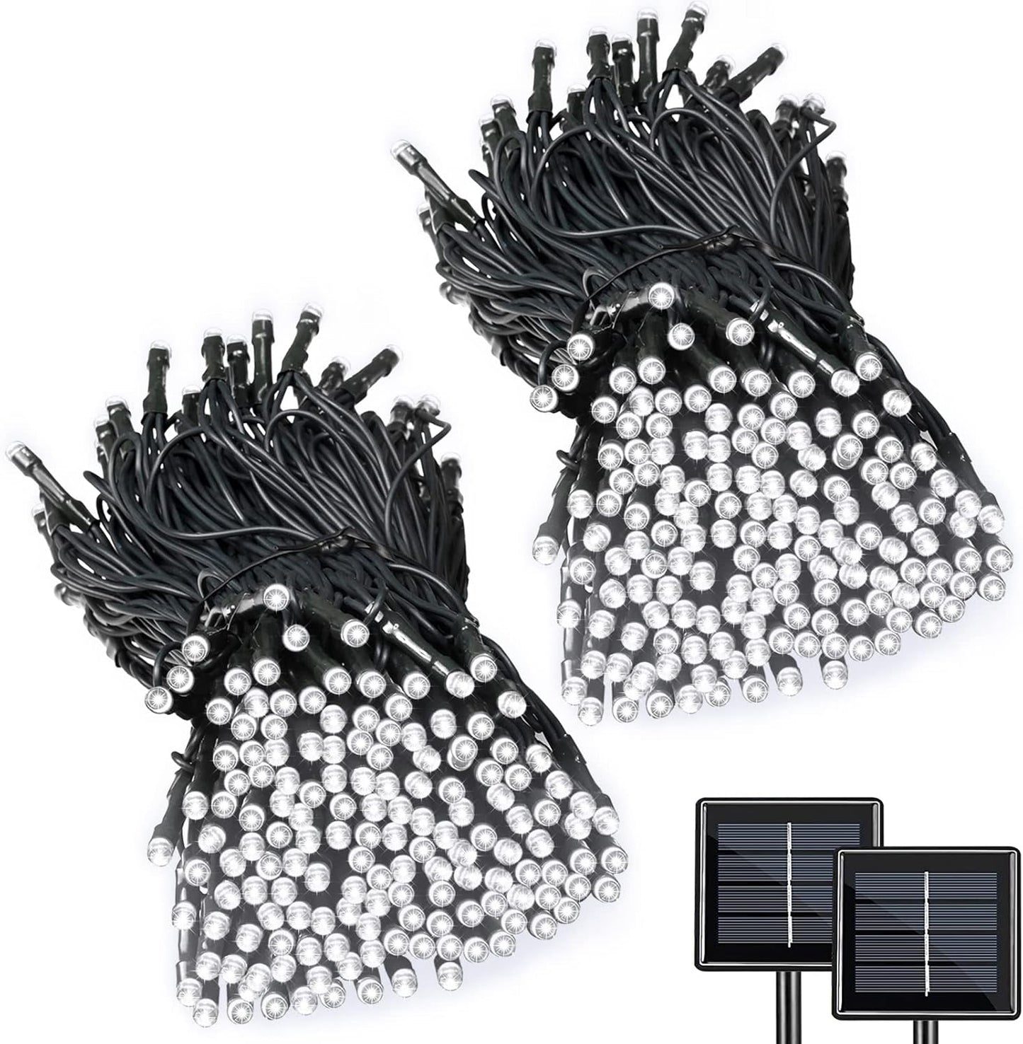 2 Pack Super-Long Solar String Lights Total 170Ft 480 LED 8 Modes Upgraded Solar Powered Outdoor Waterproof Christmas Fairy Lights for Xmas Tree Garden Lawn Wedding Party Decor(White)