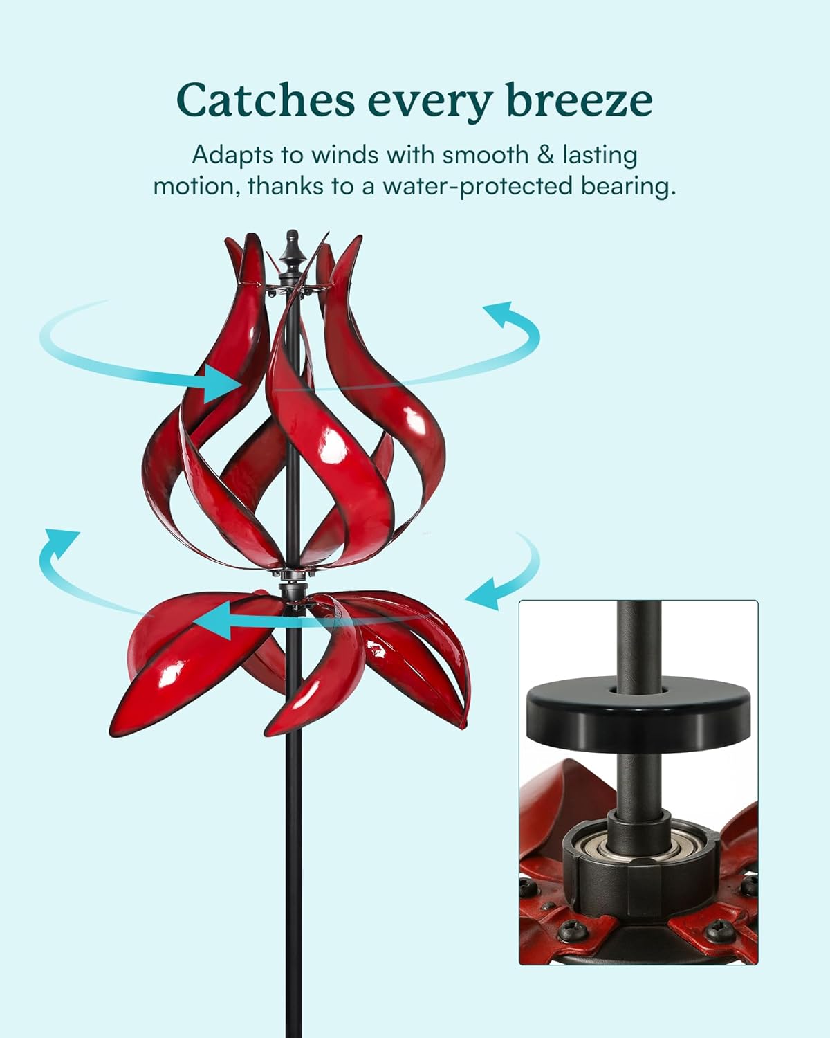 Yard Garden Wind Spinners - Large Outdoor Metal Wind Spinners with Stake, Yard Art Lawn Garden Decor (19" W x 87" H)